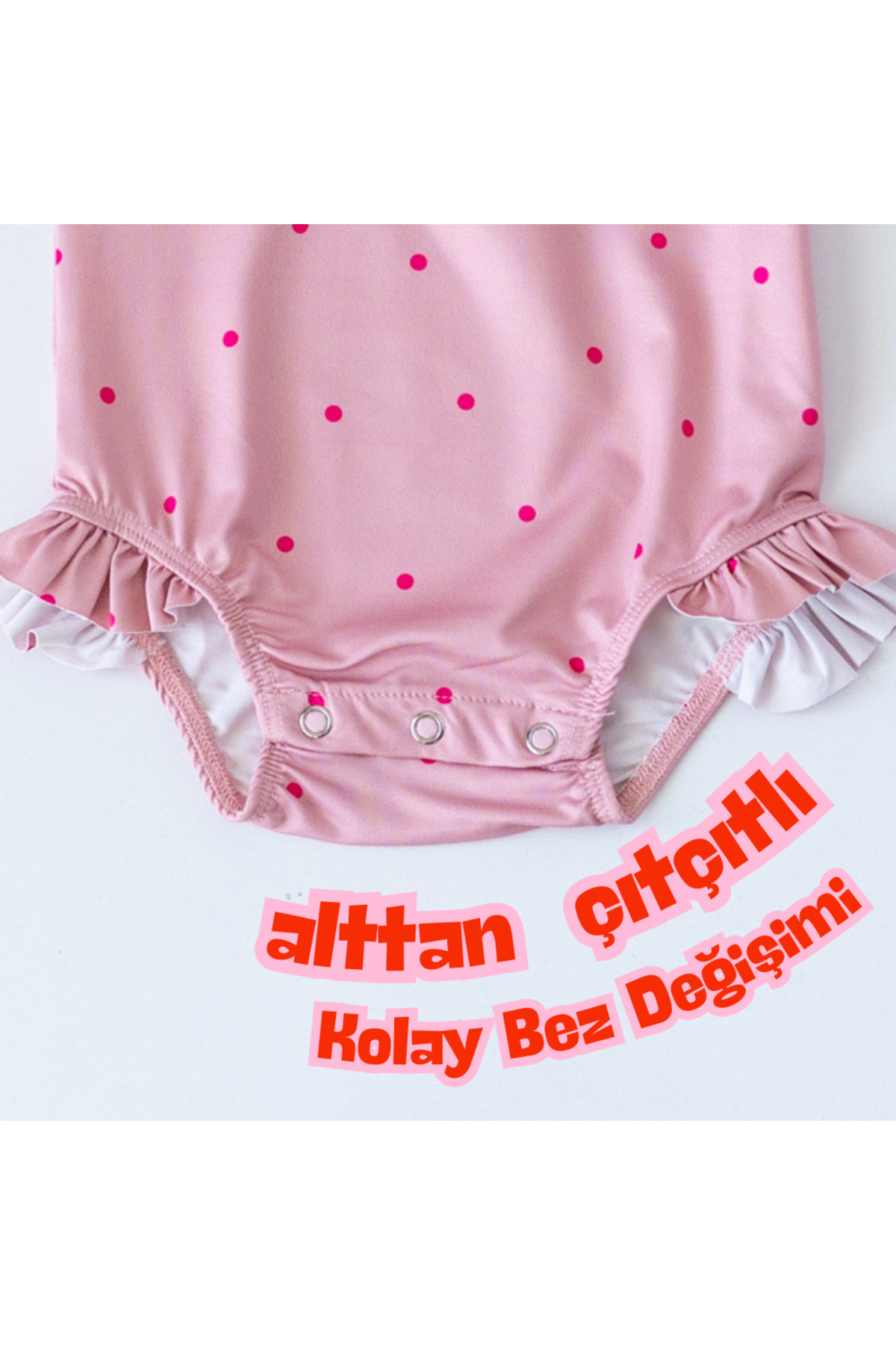 Mama Yoyo Baby Kids Önden Fermuarlı - Alttan Çıtçıtlı Mayo Mini Puantiye fotoğrafı 2 (önizleme)