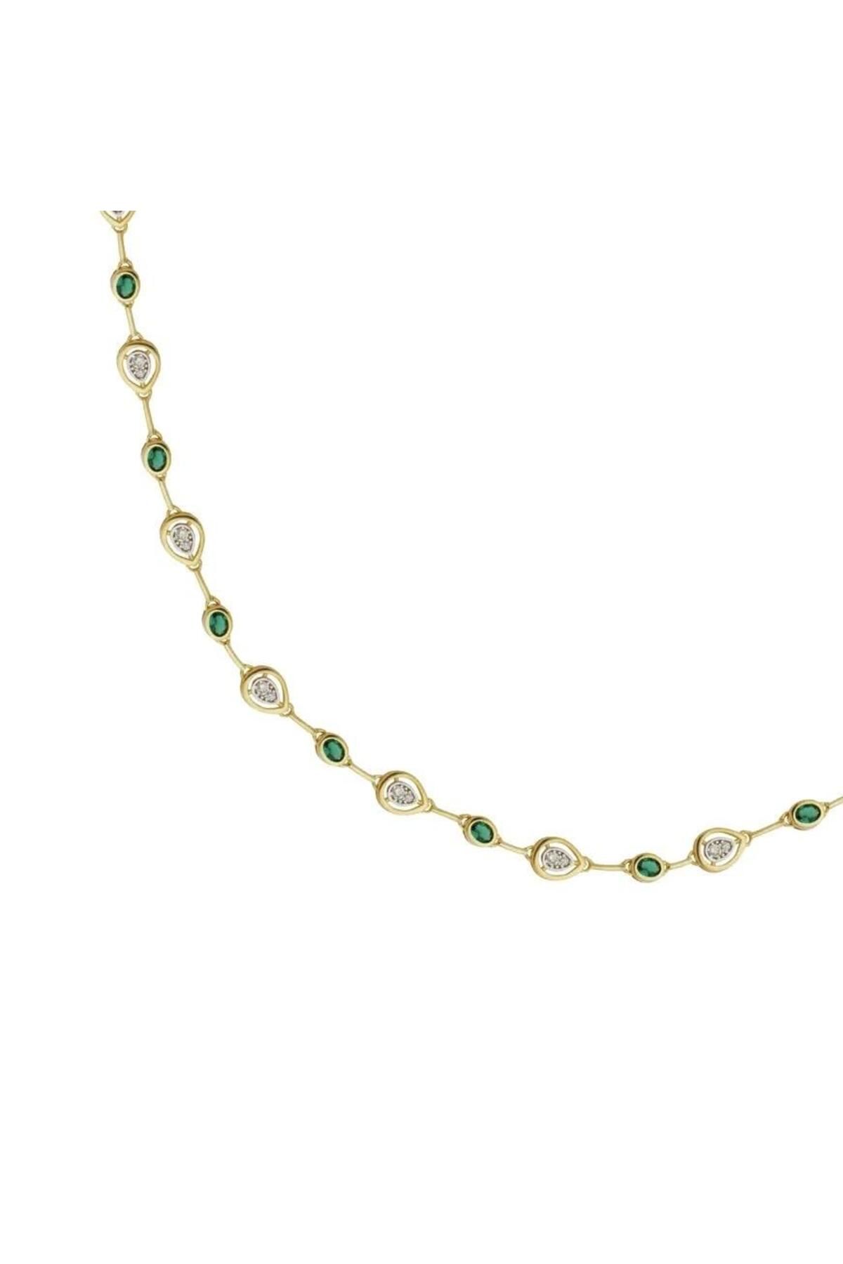 neslyaccessories 14K Gold Yeşil Taşlı Kolye