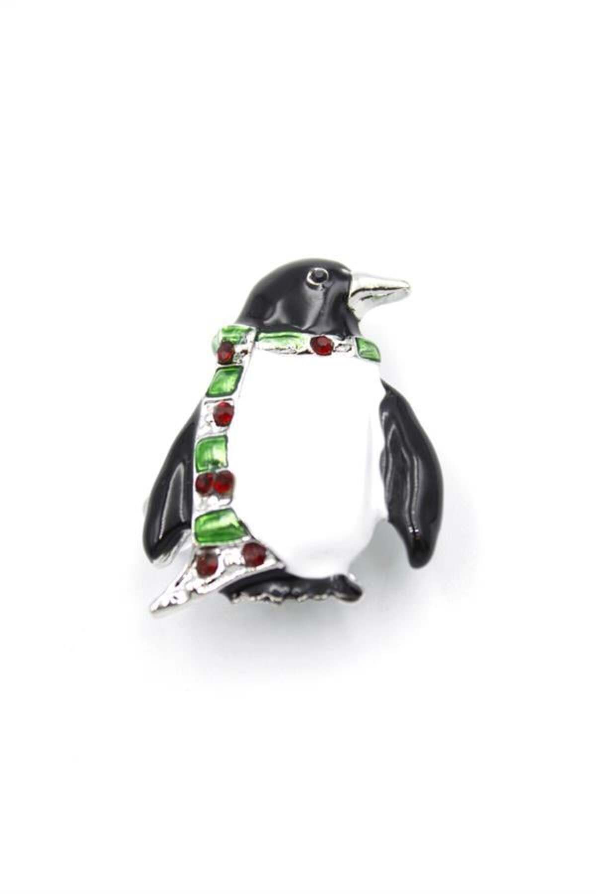 Royaleks Penguen Broş - Beyaz