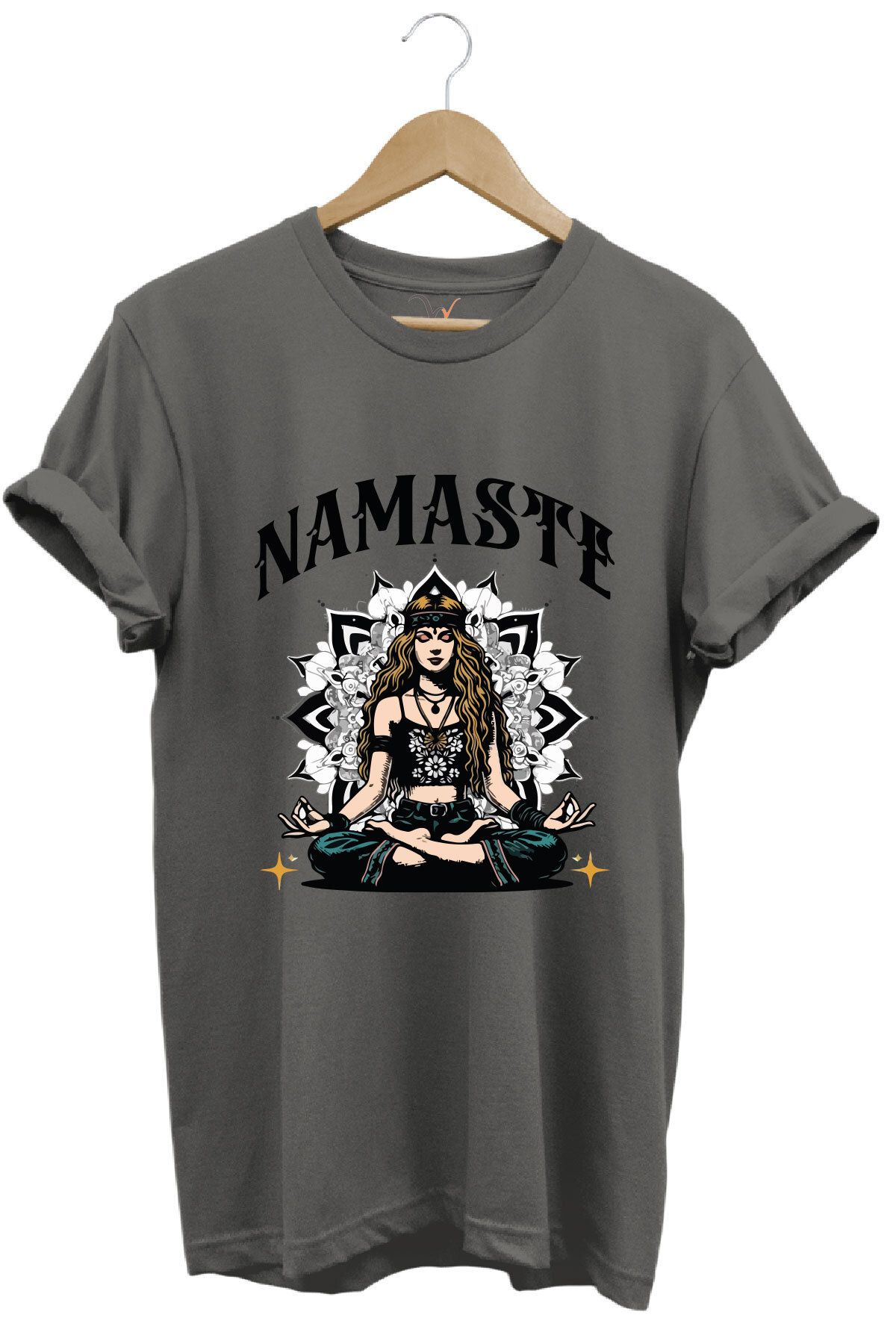 onsrawear Namaste Yoga Meditasyon Desenli Unisex %100 Pamuk Basic T-shirt