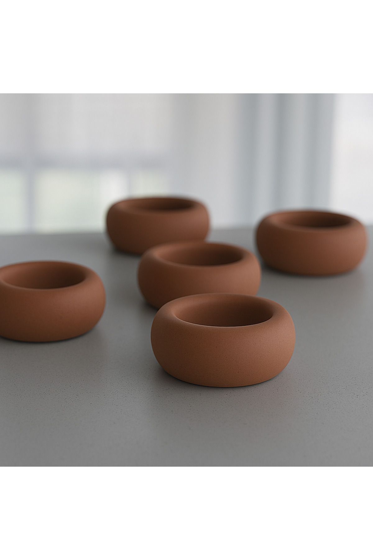 ERSE HOME 2li Kiremit Rengi Beton Yuvarlak Tealight Mumluk – Modern Minimal Tasarım