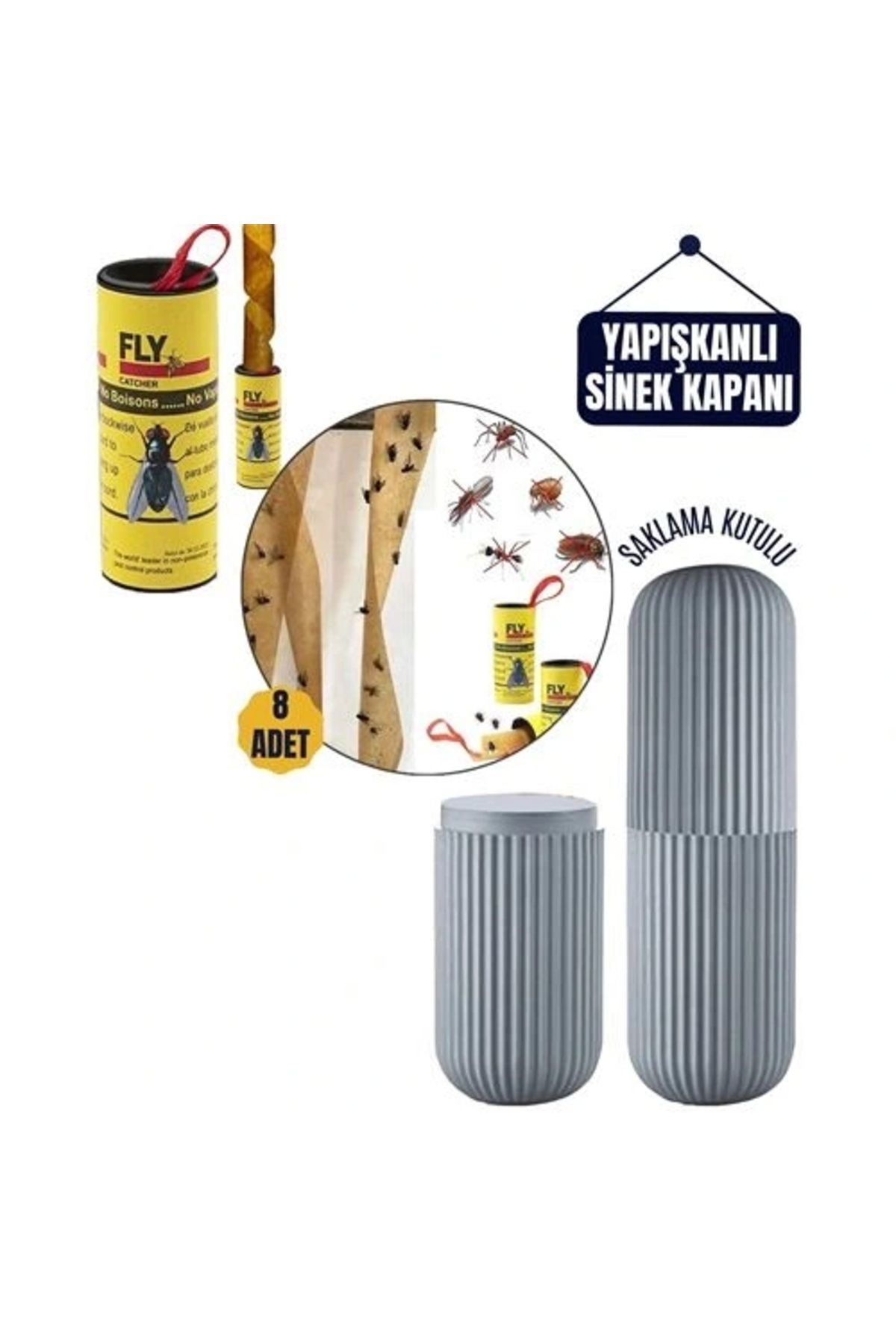 OurStyles 8 Adet Yapışkanlı Sinek Şeridi Korumalı Kutulu - trend ürün