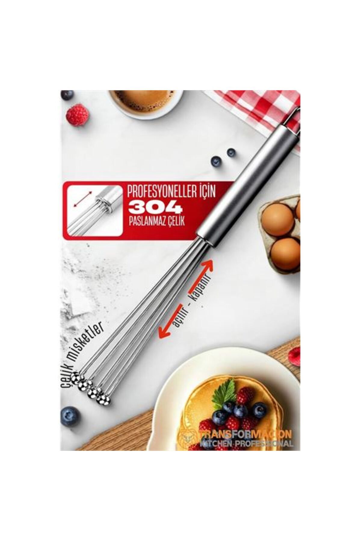 SAVA HOME COLLECTİON Modacar Çelik Misketli Yaylı Açılır Kapanır Çırpıcı 304 Paslanmaz Çelik Çırpıcı Çırpma Teli
