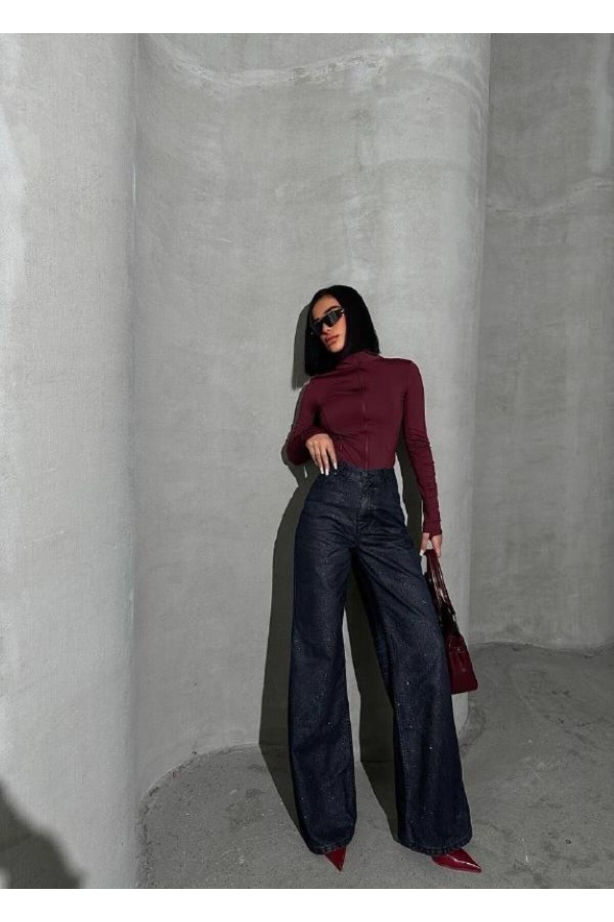 DENİKK TREND ÖZEL TASARIM BOL PAÇA RAHAT KALIP BAGGY PALAZZO DENİM JEAN PANTOLON