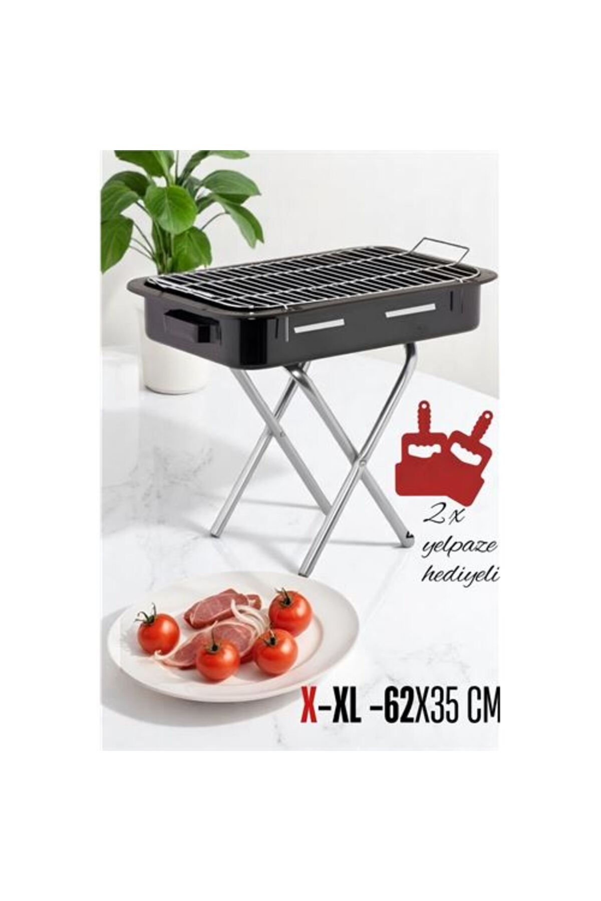 SAVA HOME COLLECTİON Modacar X-Xl Emaye Mangal Katlanır Ayaklı 62 x 35 cm