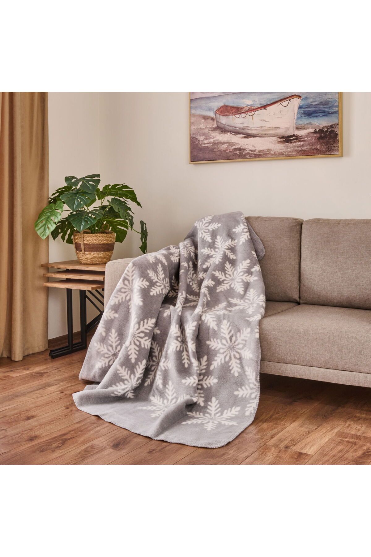 MATMEL Soft Kar Tanesi Pamuklu Tv Battaniyesi - Buz Mavisi - 130x170 cm