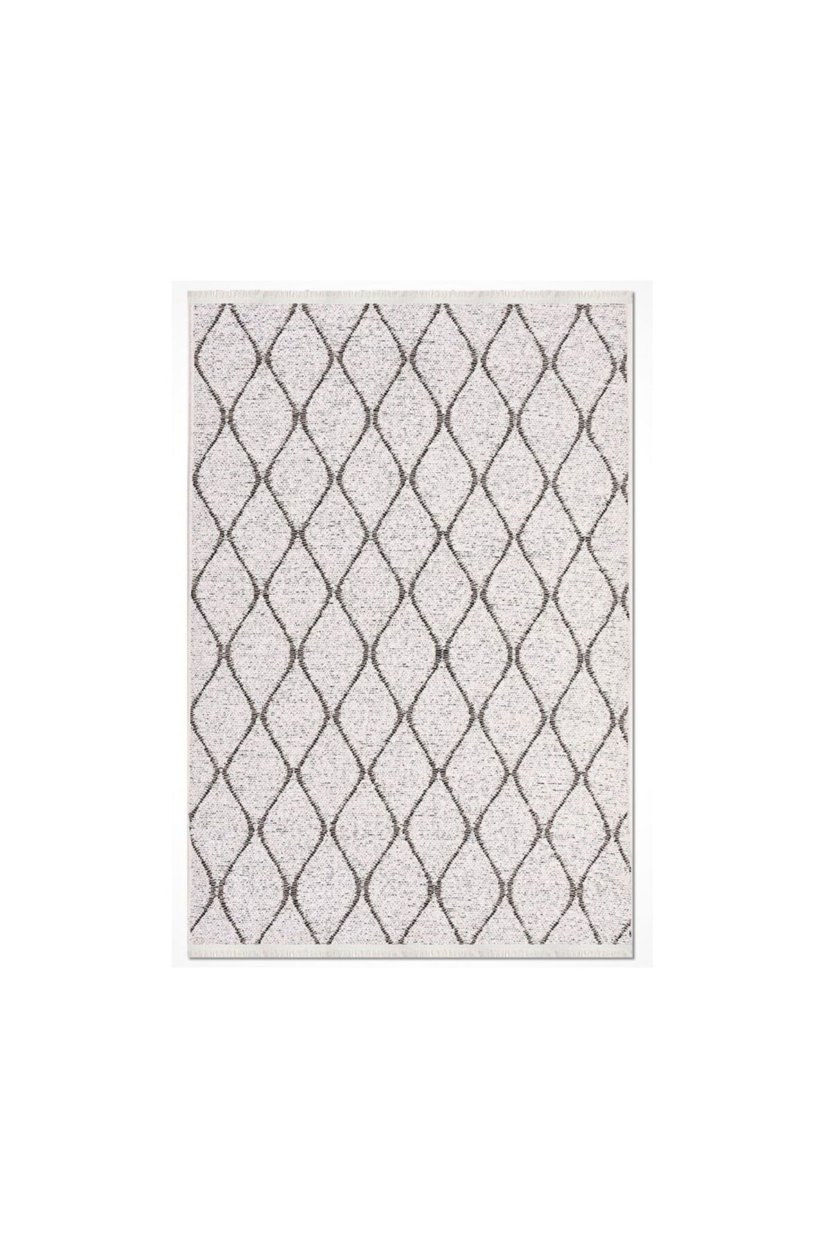 MATMEL 8600 Asil Kahve Modern Kilim - Beyaz - 160x230 cm
