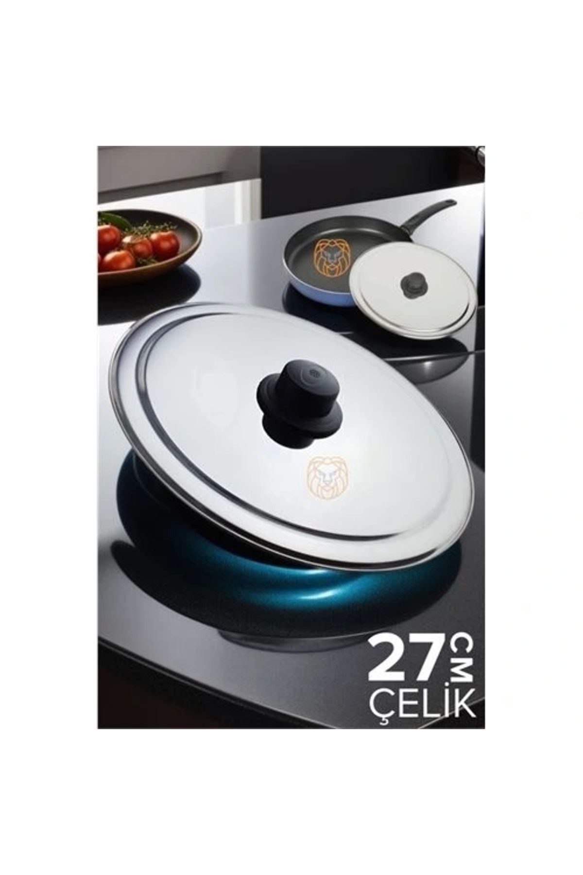 OurStyles 27 cm Kızartma Tavası Kapağı Çelik Żelazny Design
