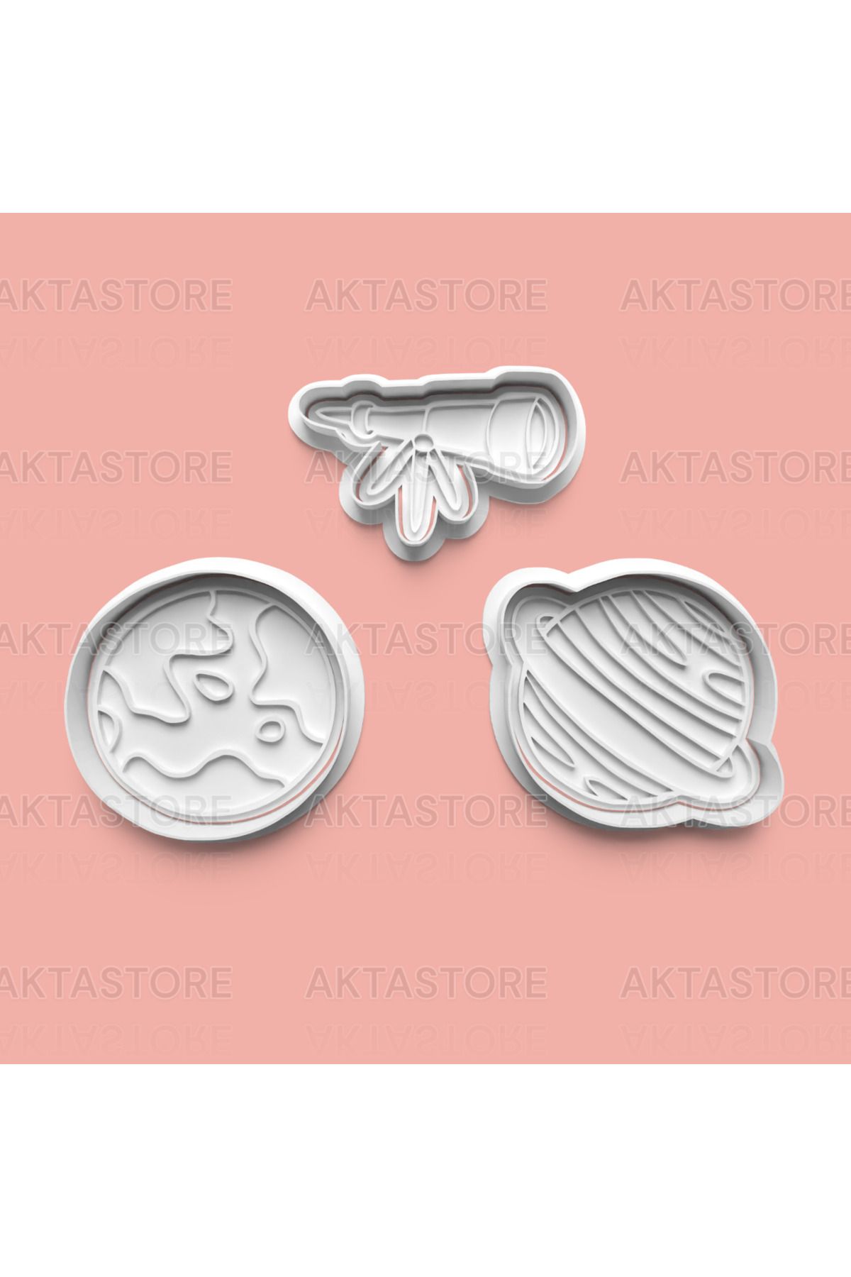 AKTASTORE Uzay Bilimi Kurabiye Kalıbı 3'lü set