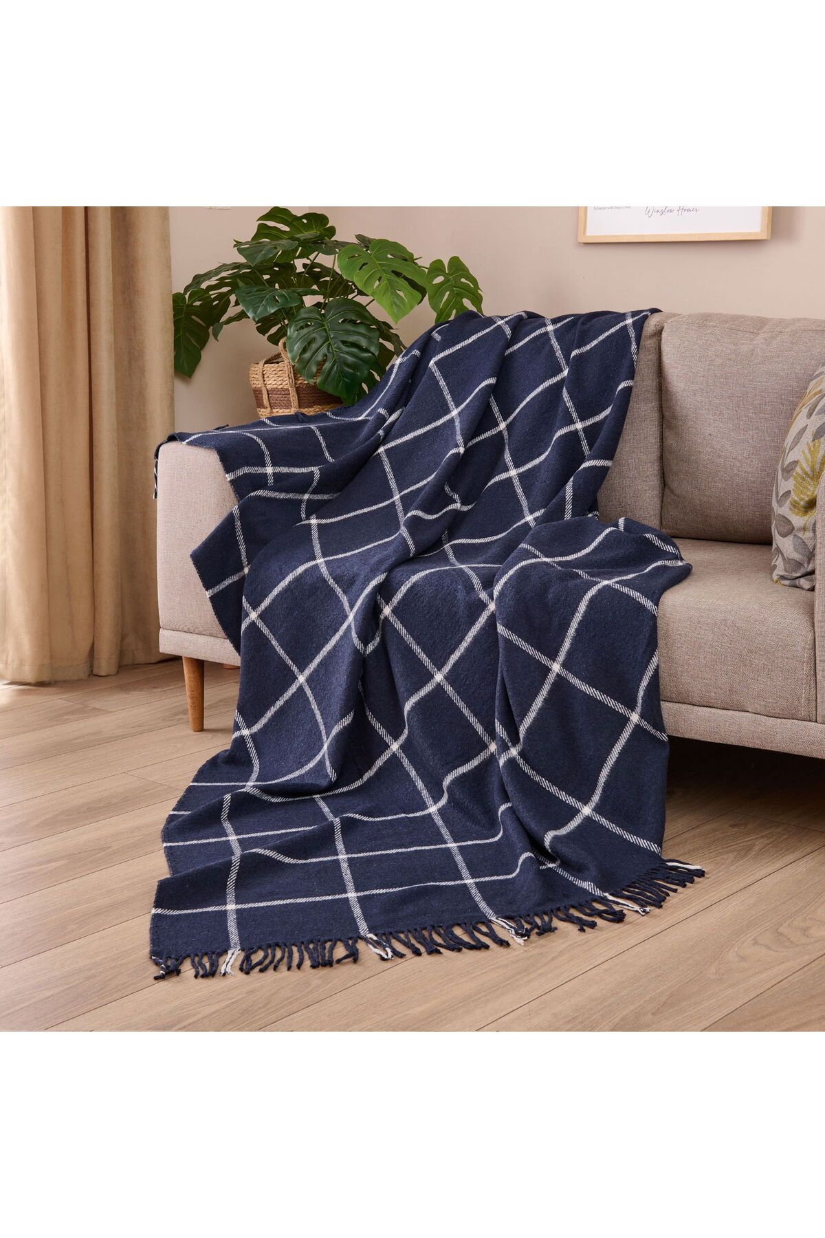 ASPARTAM Plaid Koltuk Şalı - Lacivert - 150x200 cm