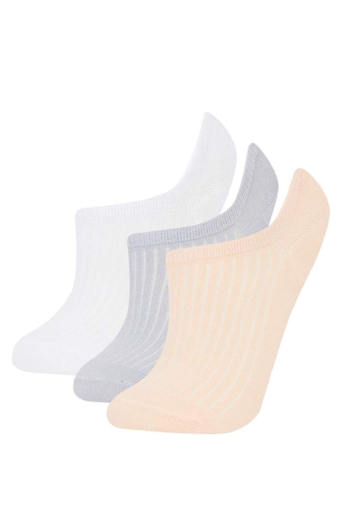 DeFacto Yeni Sezon Kadın 3'lü Pamuklu Sneaker Çorap