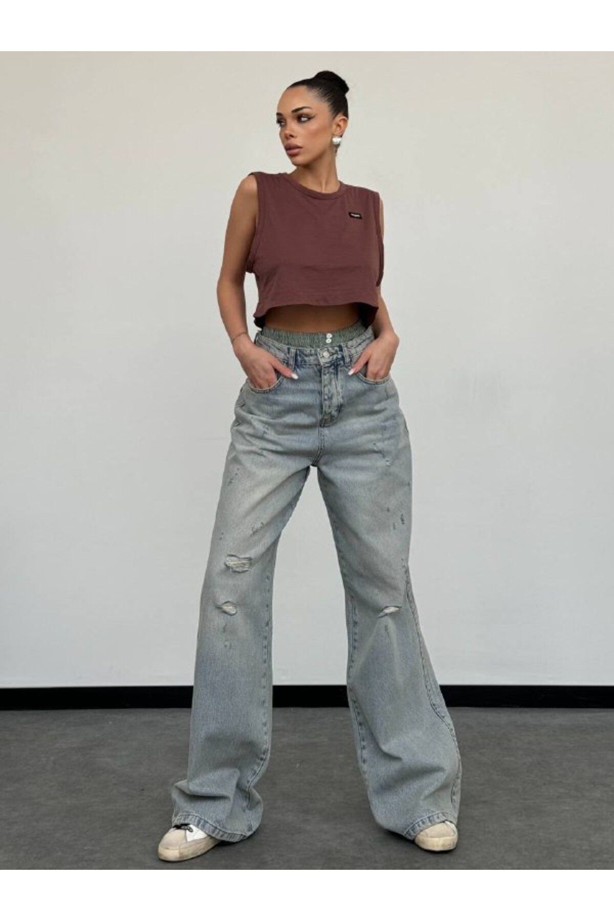 DENİKK TREND ÖZEL TASARIM BOL PAÇA RAHAT KALIP BAGGY PALAZZO DENİM JEAN PANTOLON