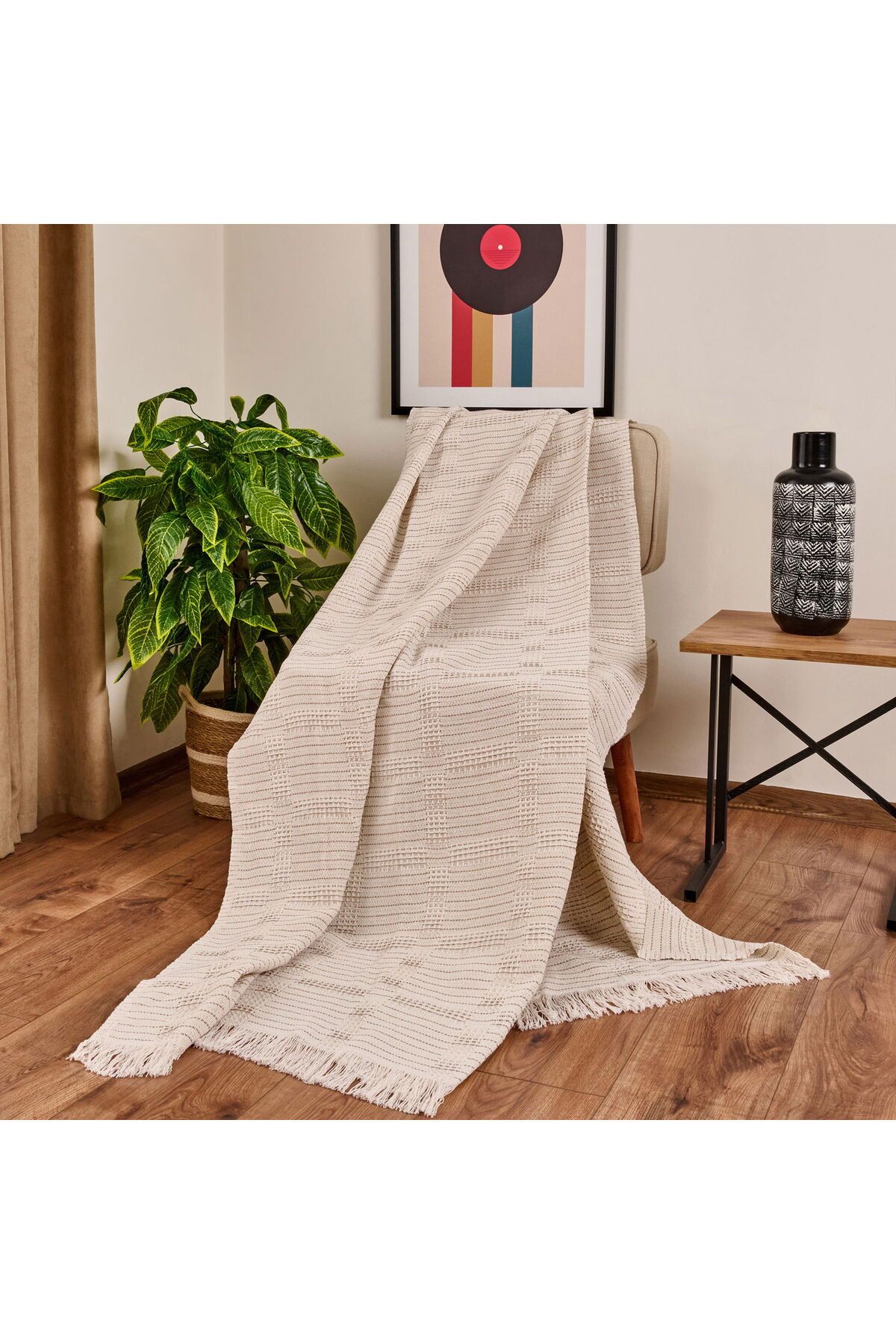 ASPARTAM Nou Koltuk Şalı - Ekru / Bej - 170x220 Cm