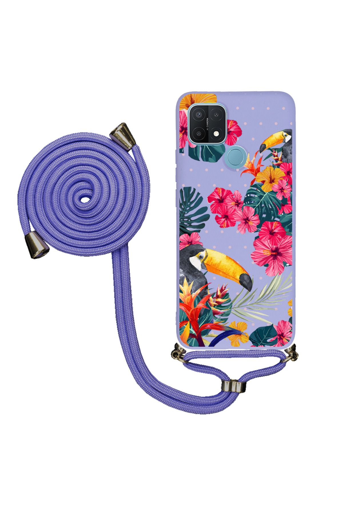 Royaleks Oppo A15s İpli Lansman Kılıf - Tropical