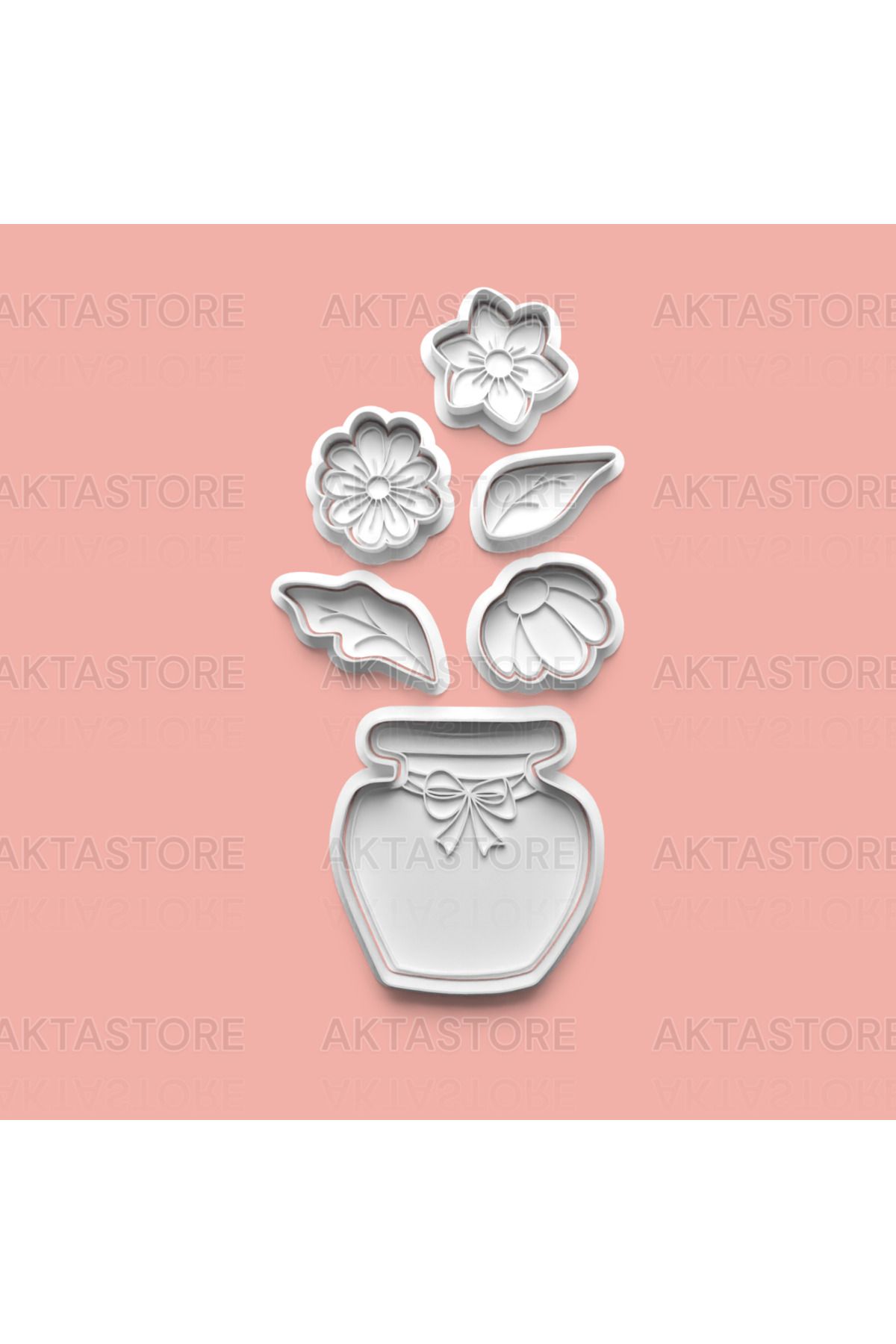 AKTASTORE Buket Çiçekler Kurabiye Kalıbı 6'lı set