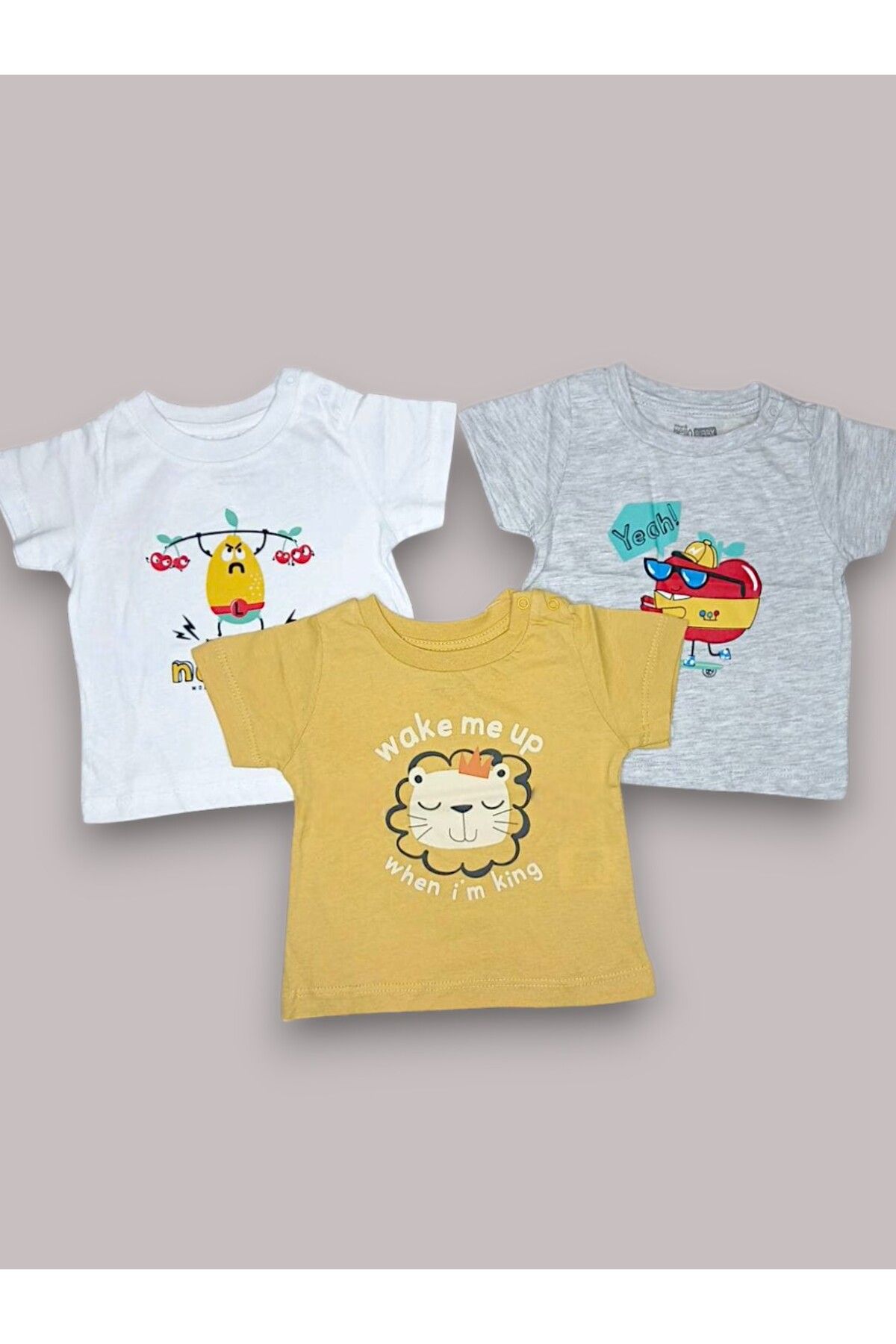 For My Baby 3'lü Erkek Bebek Tişört Seti - Renkli ve Eğlenceli Desenli