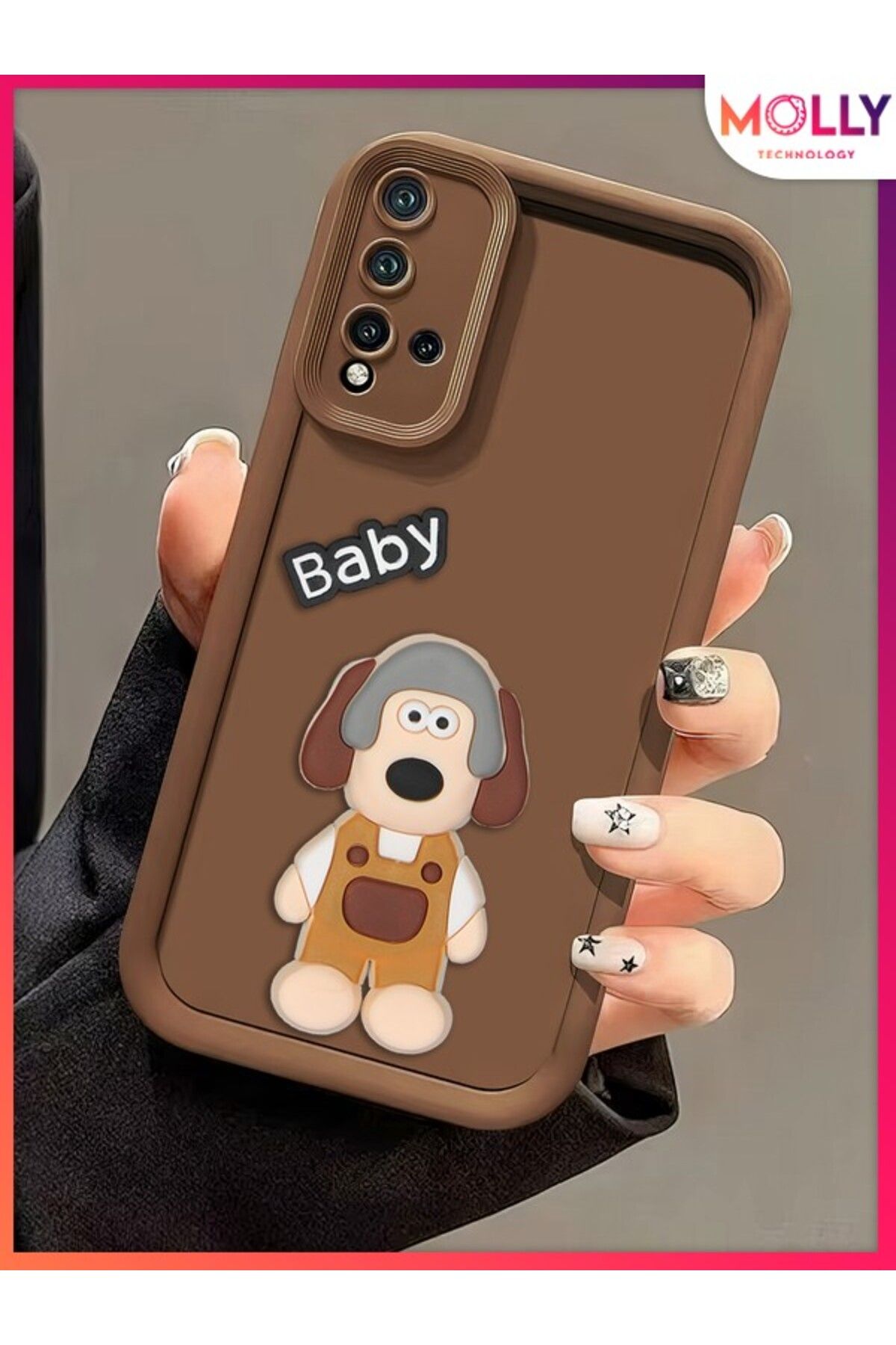Molly Xiaomi Redmi 9T İçin Fallow Kenarları Kalın 3d Kabartmalı Sevimli Dog Gromit Silikon Kılıf