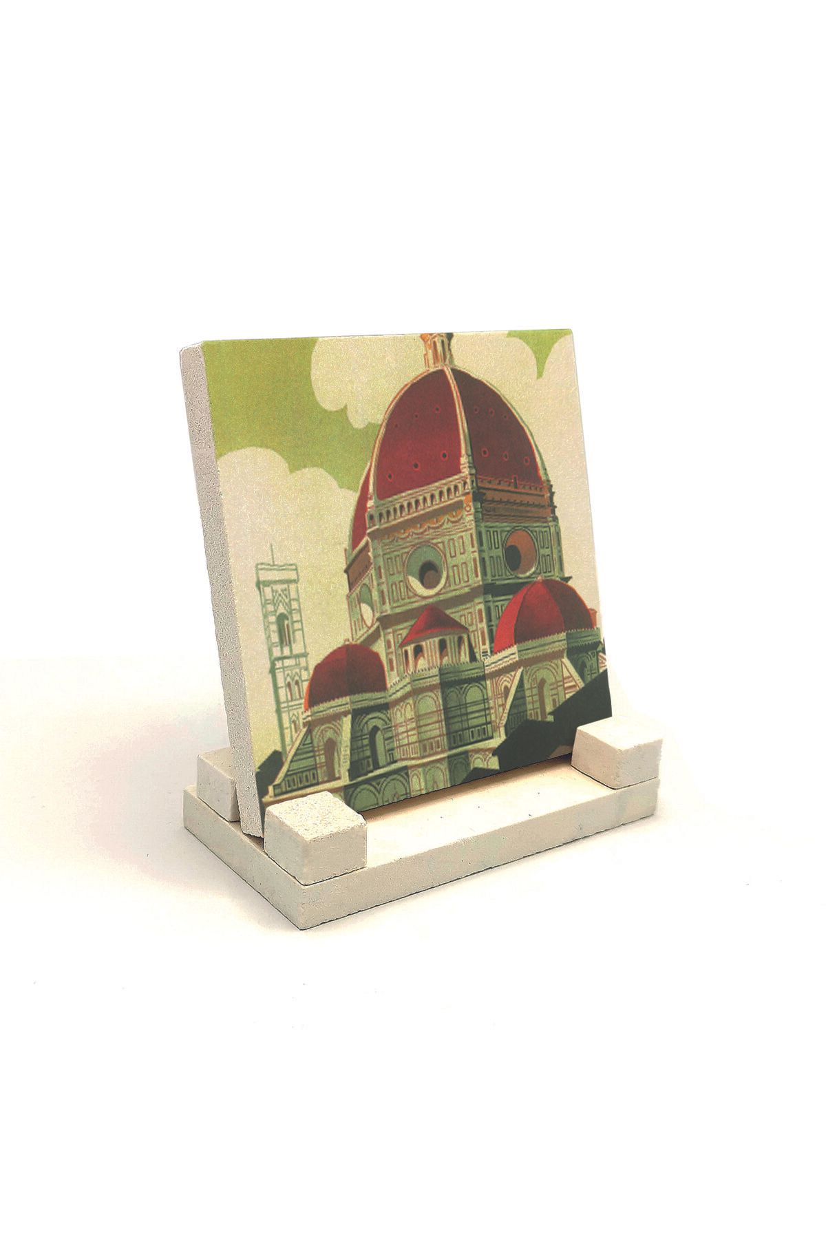 Souvenest Italya Görseli Baskılı Doğaltaş Masaüstlük 10x10 KRG-58