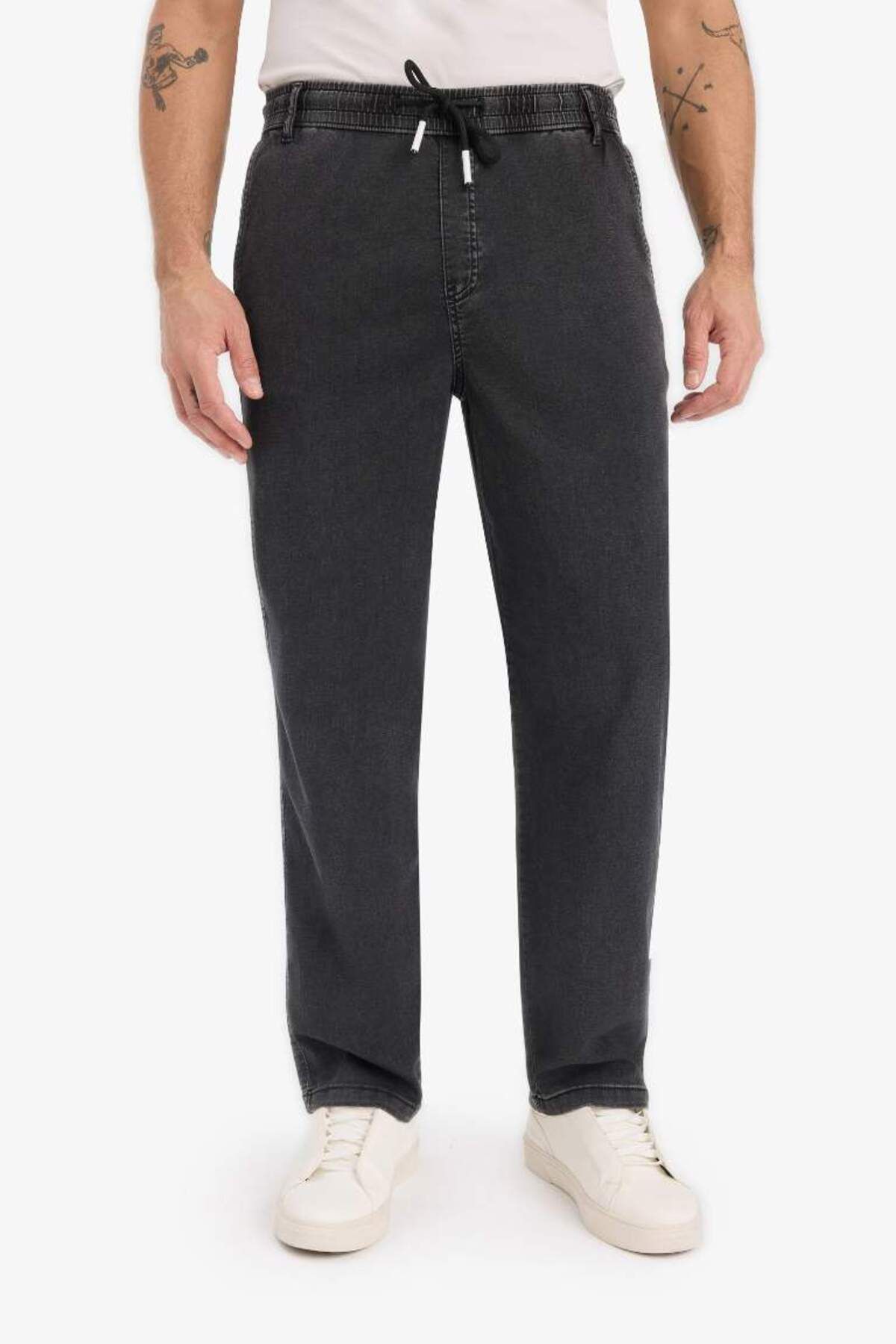 DeFacto Yeni Sezon Yazlık Wide Leg Geniş Kalıp Beli Lastikli Geniş Paça Jean Kar Yıkamalı