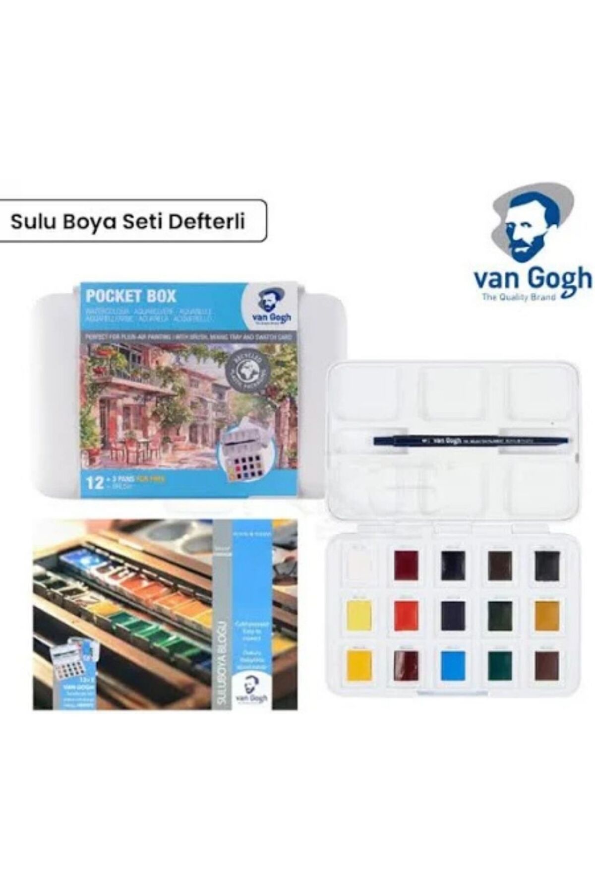 Van Gogh Sulu Boya 15 Renkli Set Defter ve Fırça Hediyeli