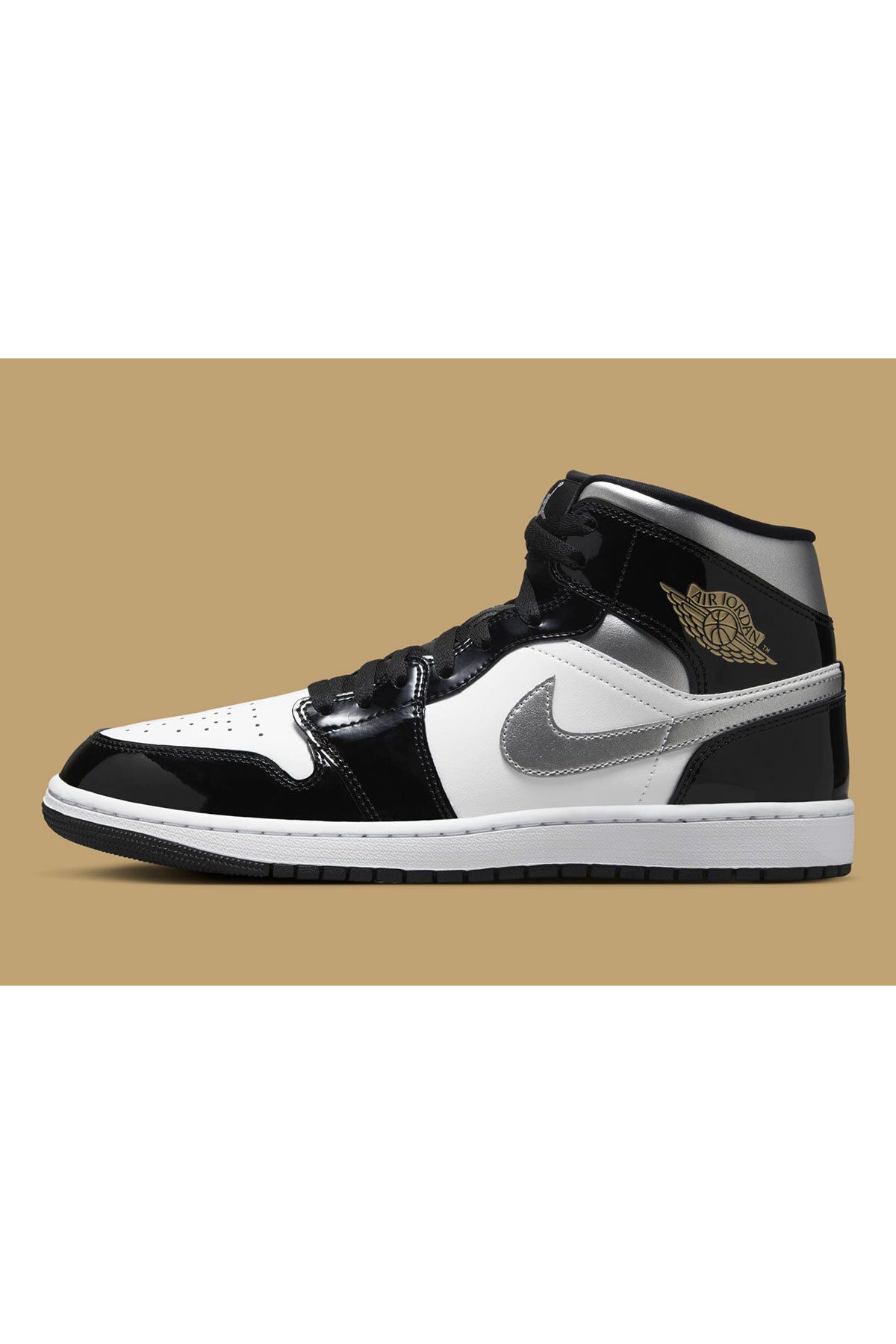 Nike Air Jordan 1 Mid “Black Patent” Sneaker Erkek Basketbol Ayakkabısı-HV0789-010
