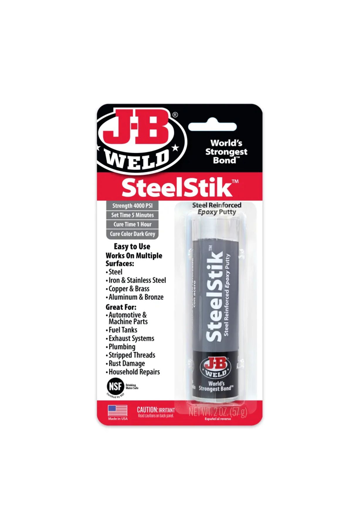 JB Weld SteelStik™ Epoksi Macun - 2 oz METAL Yapıştırıcı Paslanma Yapmayan Epoksi Yapıştırıcı