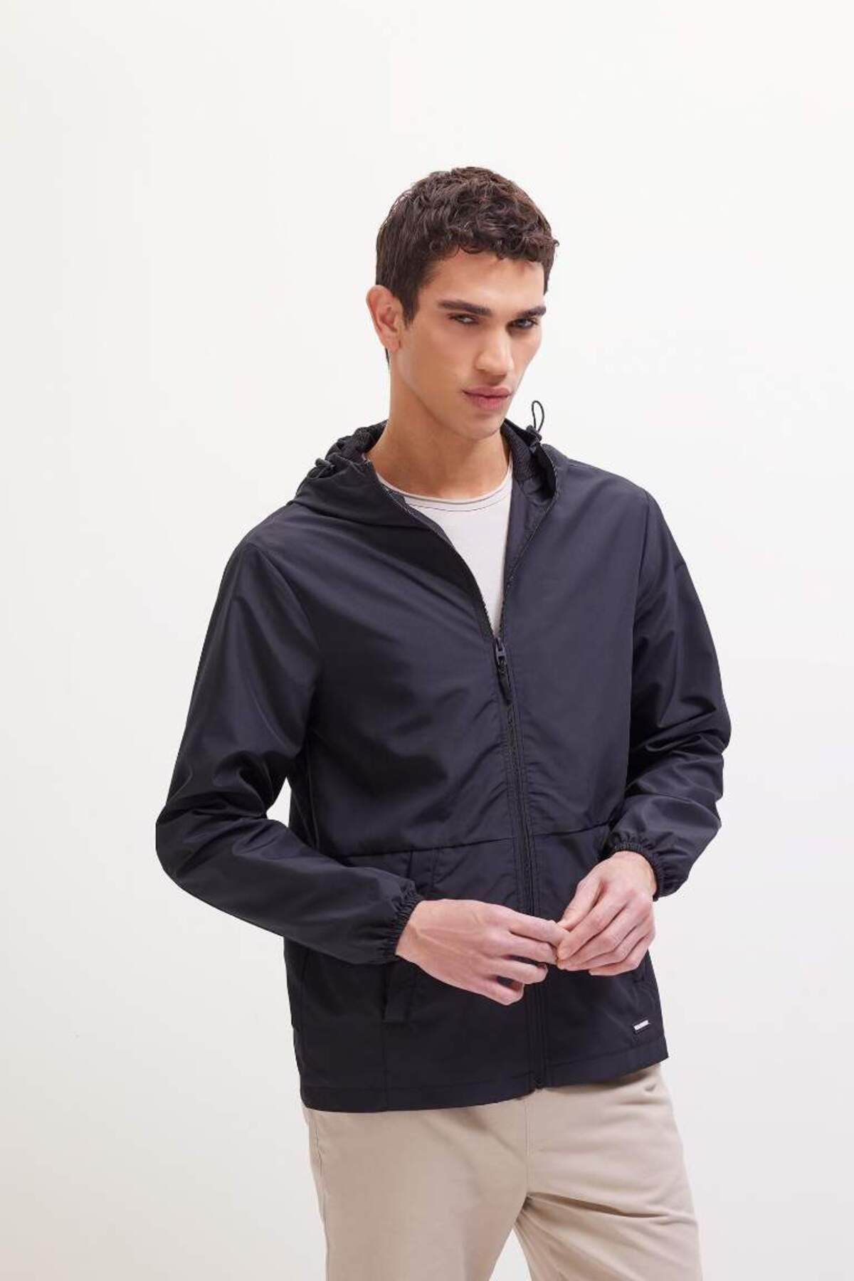 DeFacto Yeni Sezon Su İtici Çift Taraflı Slim Fit Dar Kesim Kapüşonlu Fermuarlı Mevsimlik