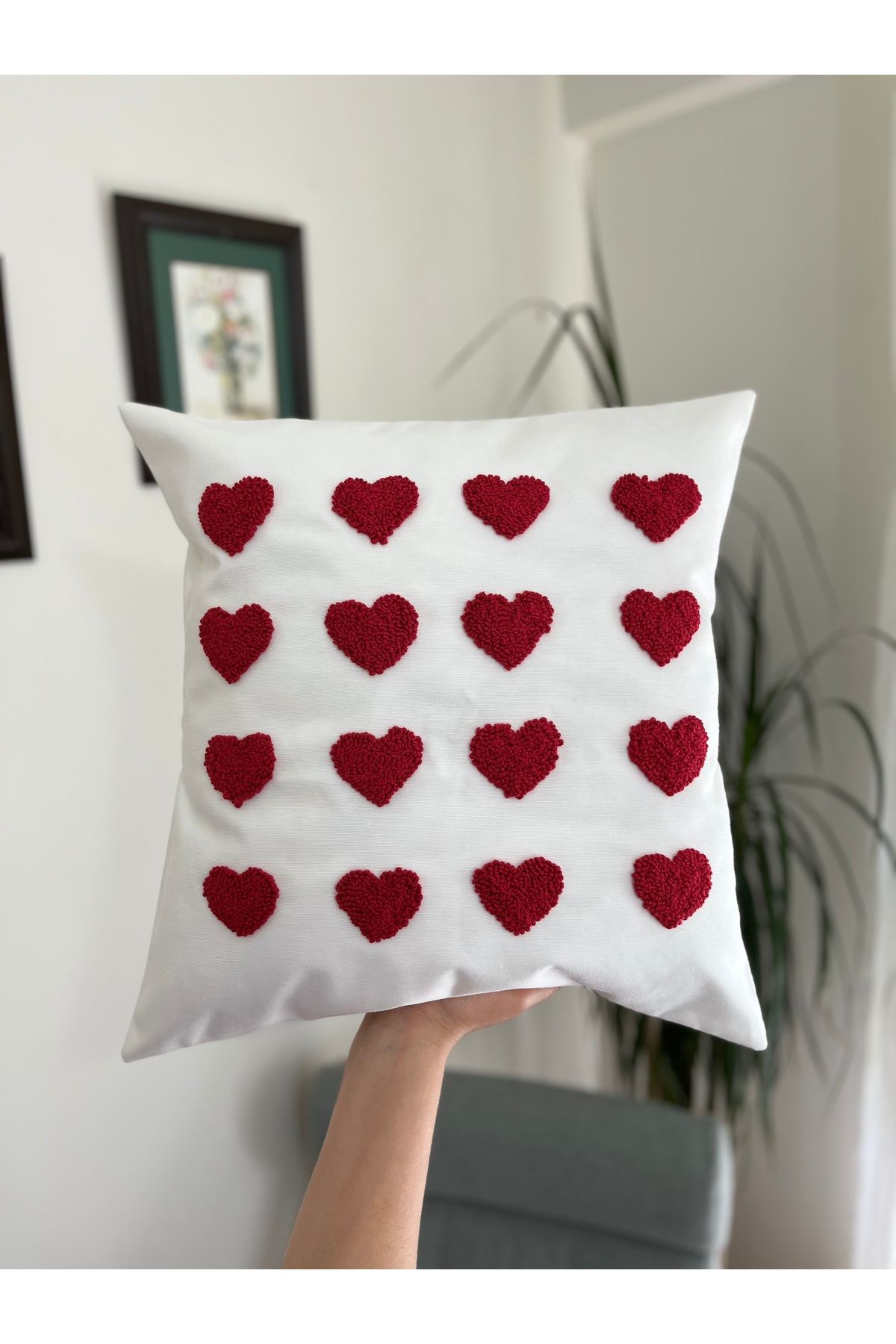 Buse çınar home design Çoçuk odası salon dekorasyon Bulut desen punch işlemeli kırlent kılıfı