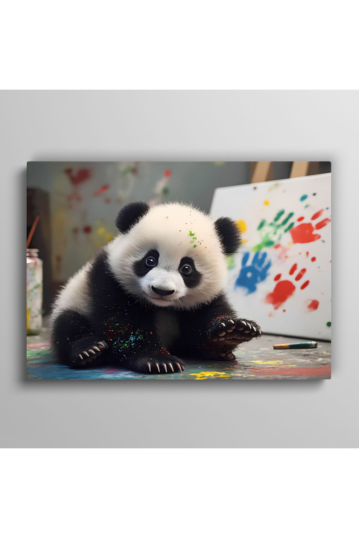 Evlika Ressam Panda Hayvan Temalı Dekoratif Kanvas Tablo, Duvar Dekoru H0038