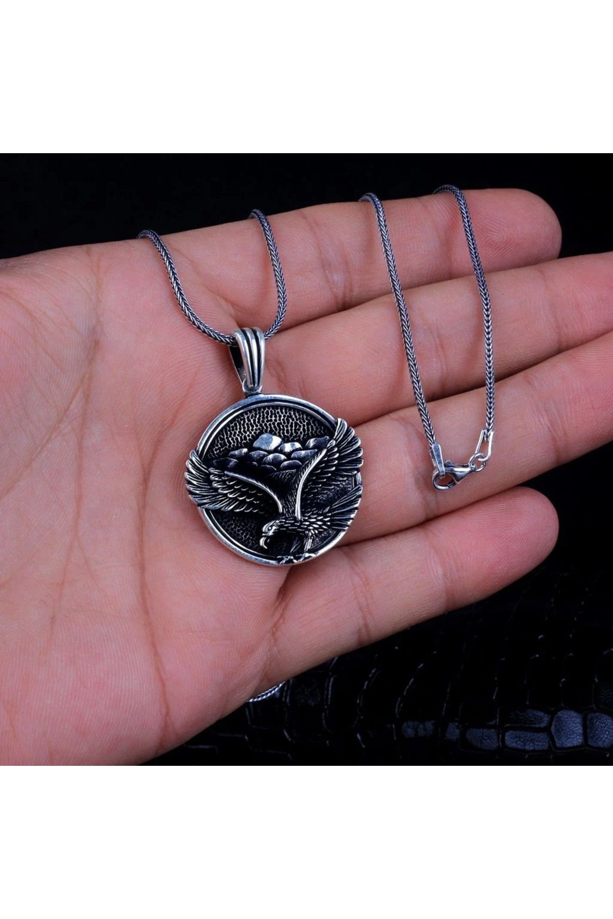 shop Madalyon Kartal Simgeli 925 Ayar Gümüş Erkek Kolye