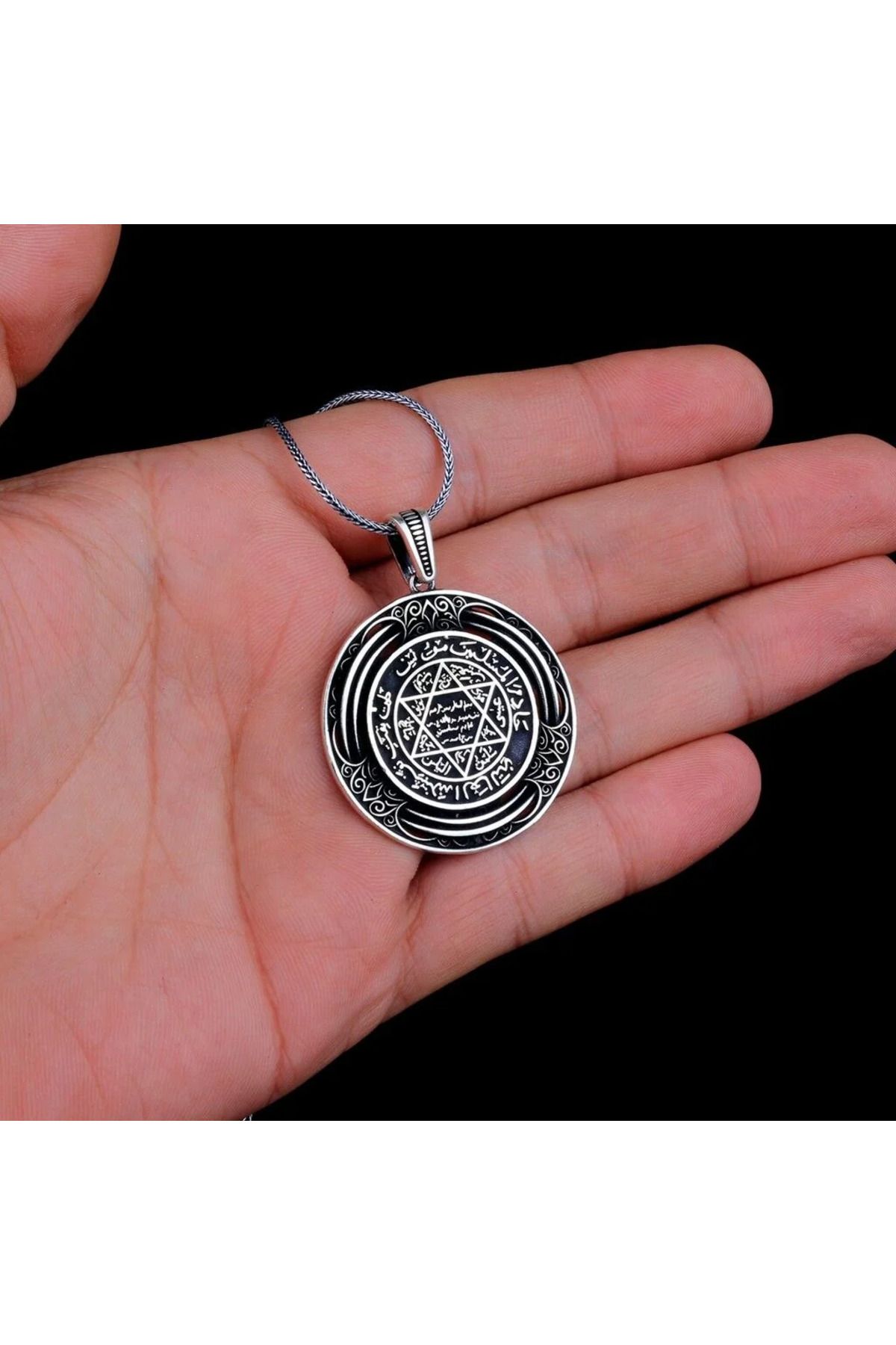shop Madalyon Süleyman Mührü 925 Ayar Gümüş Erkek Kolye