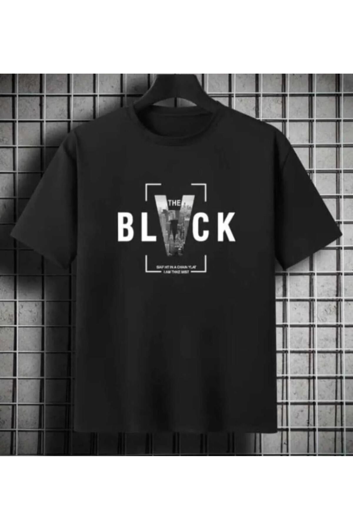 Man Black Baskılı Oversize Unisex 0 Yaka T-Shirt