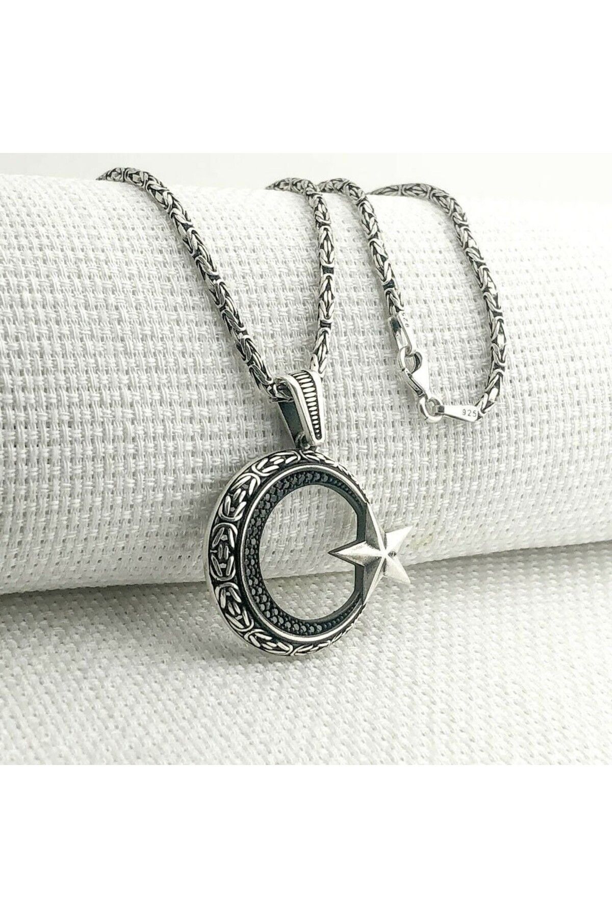 shop Ay Yıldızlı Kral Zincir 925 Ayar Gümüş Erkek Kolye