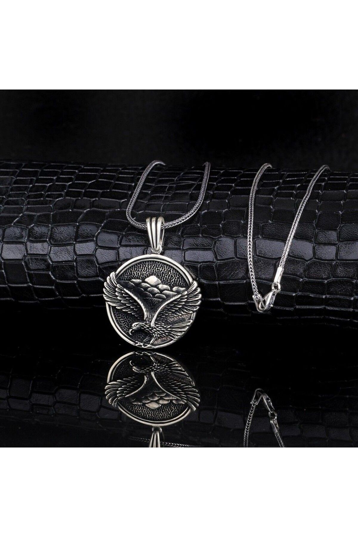 shop Kartal Motifli Madalyon 925 Ayar Gümüş Erkek Kolye