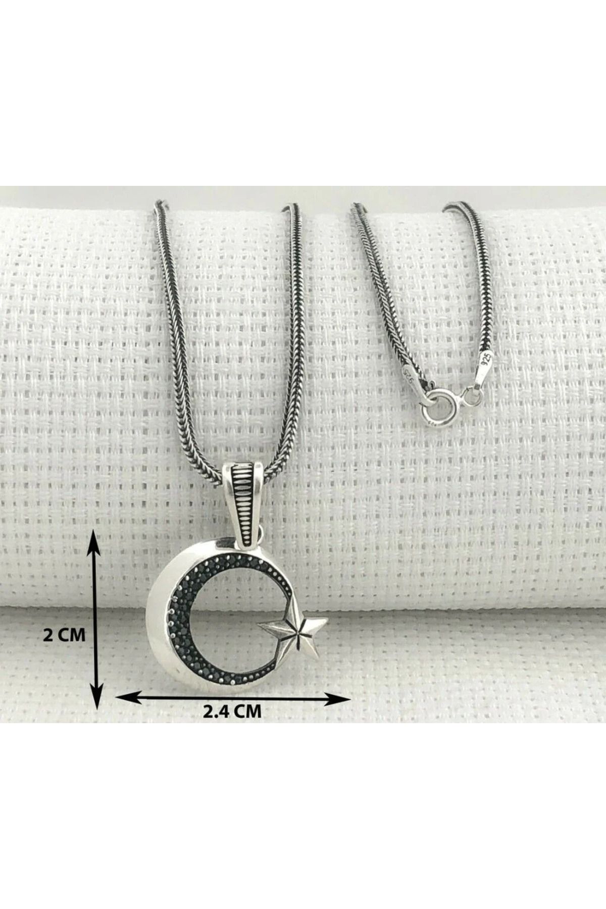 shop Ay Yıldızlı 925 Ayar Gümüş Erkek Kolye