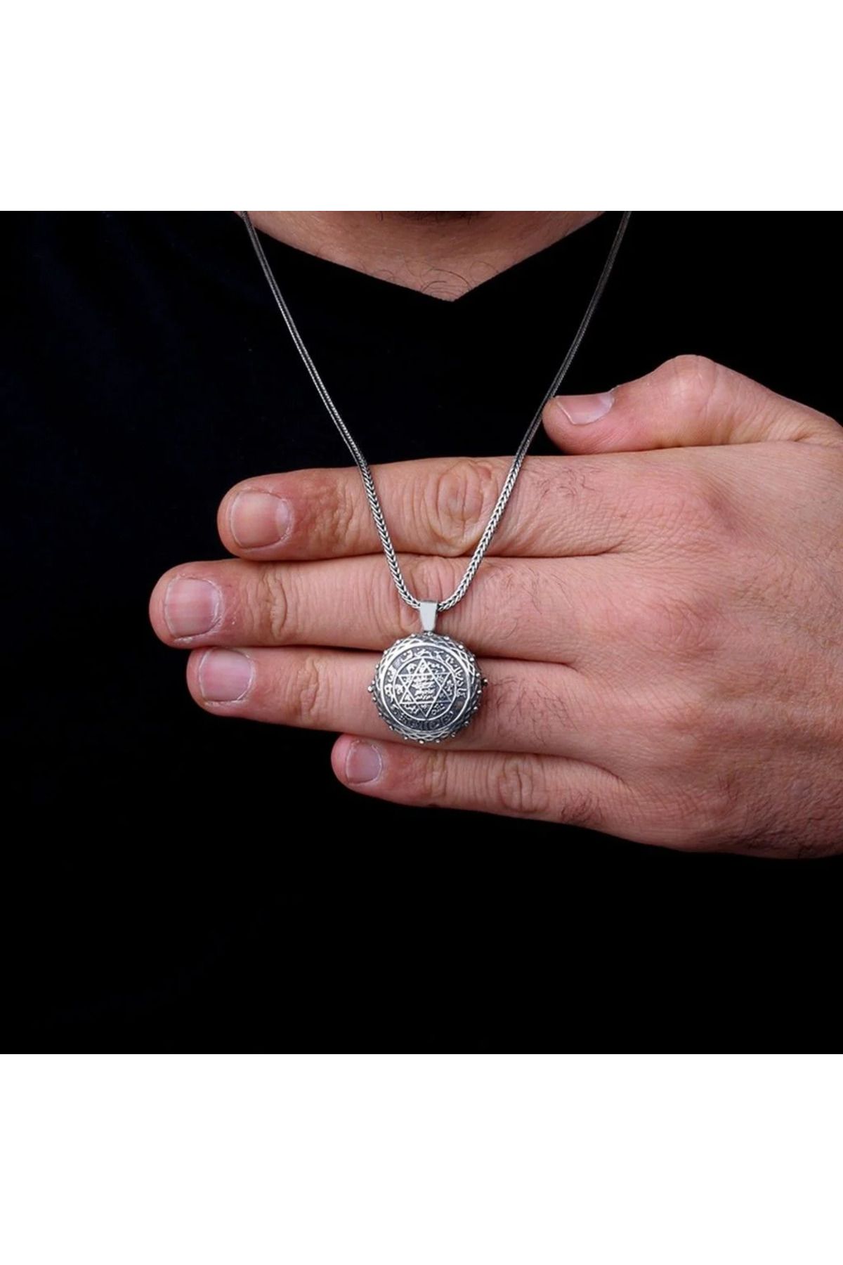 shop Muska Kabi Hz Süleyman Mührü 925 Ayar Gümüş Erkek Kolye