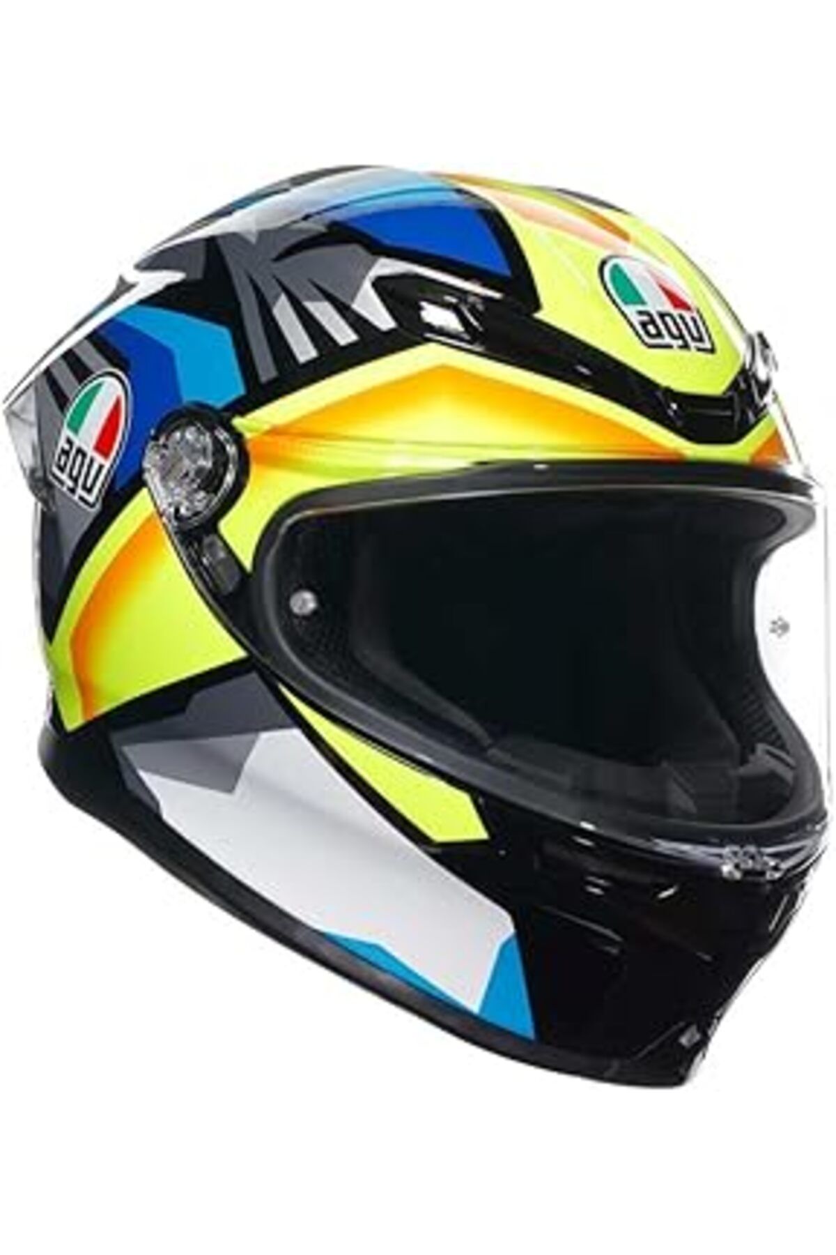 Mu Art Ahşap Agv K6 S Motosiklet Kaskı Kapalı Kask Joan Black Blue Yellow S