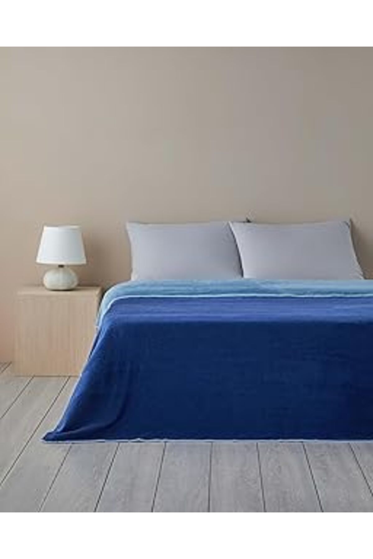 Mu Art Ahşap English Home Plain Pamuklu Tek Kişilik Battaniye 150X200 Cm Indigo-Mavi
