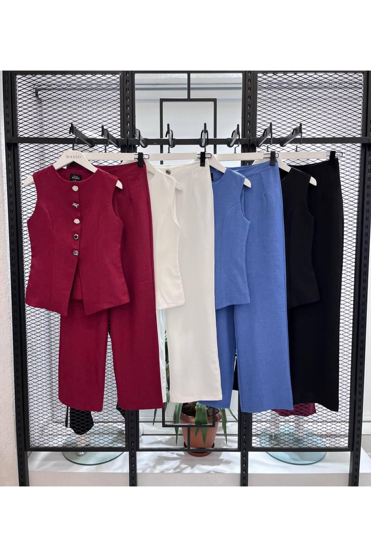 RENK RENK OUTLET 0675 METAL DÜĞMELİ KETEN TAKIM