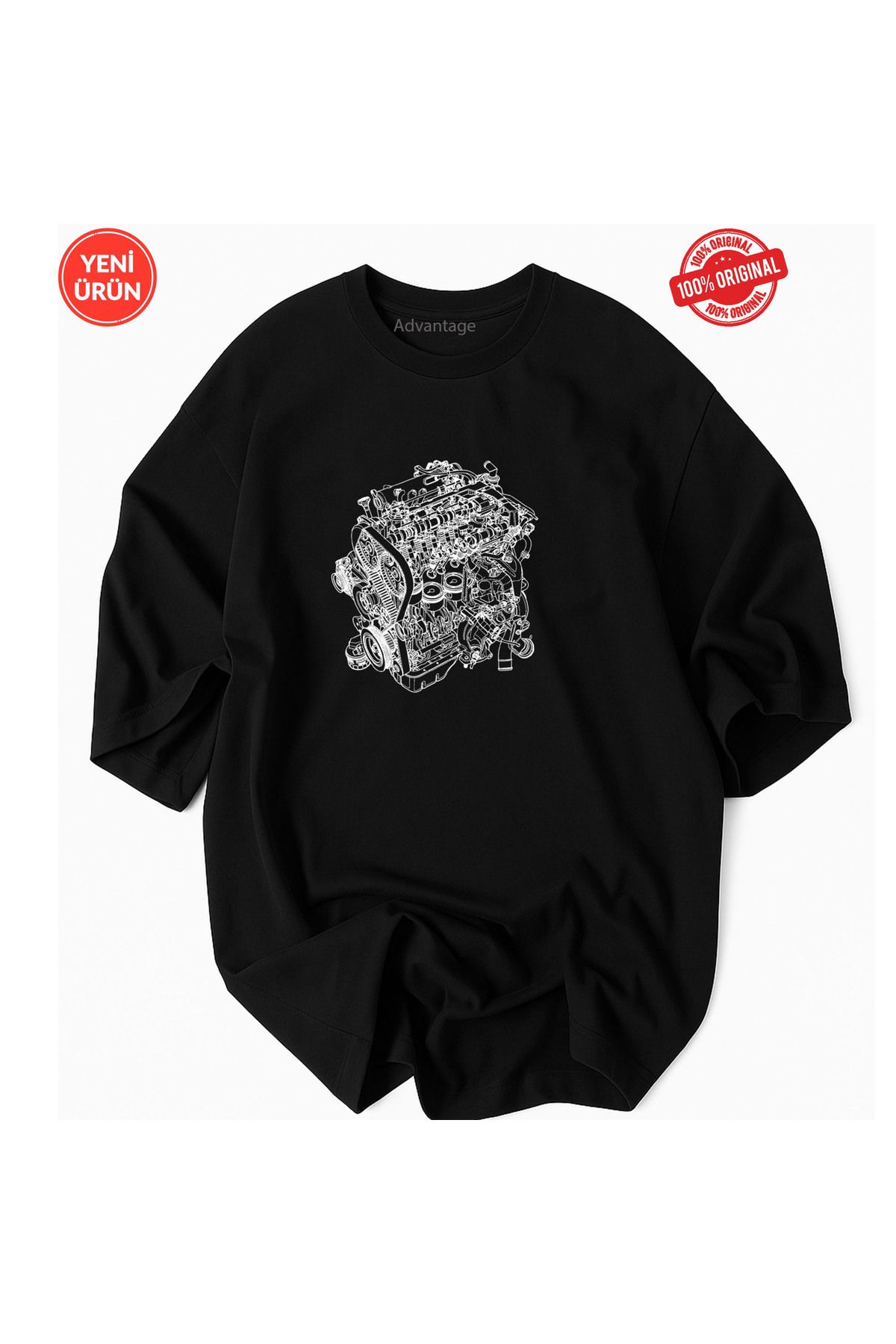 JDM Araç Motor Mekanik Ustası Motor Şemalı T-shirt 100% Pamuklu Premium Tişört