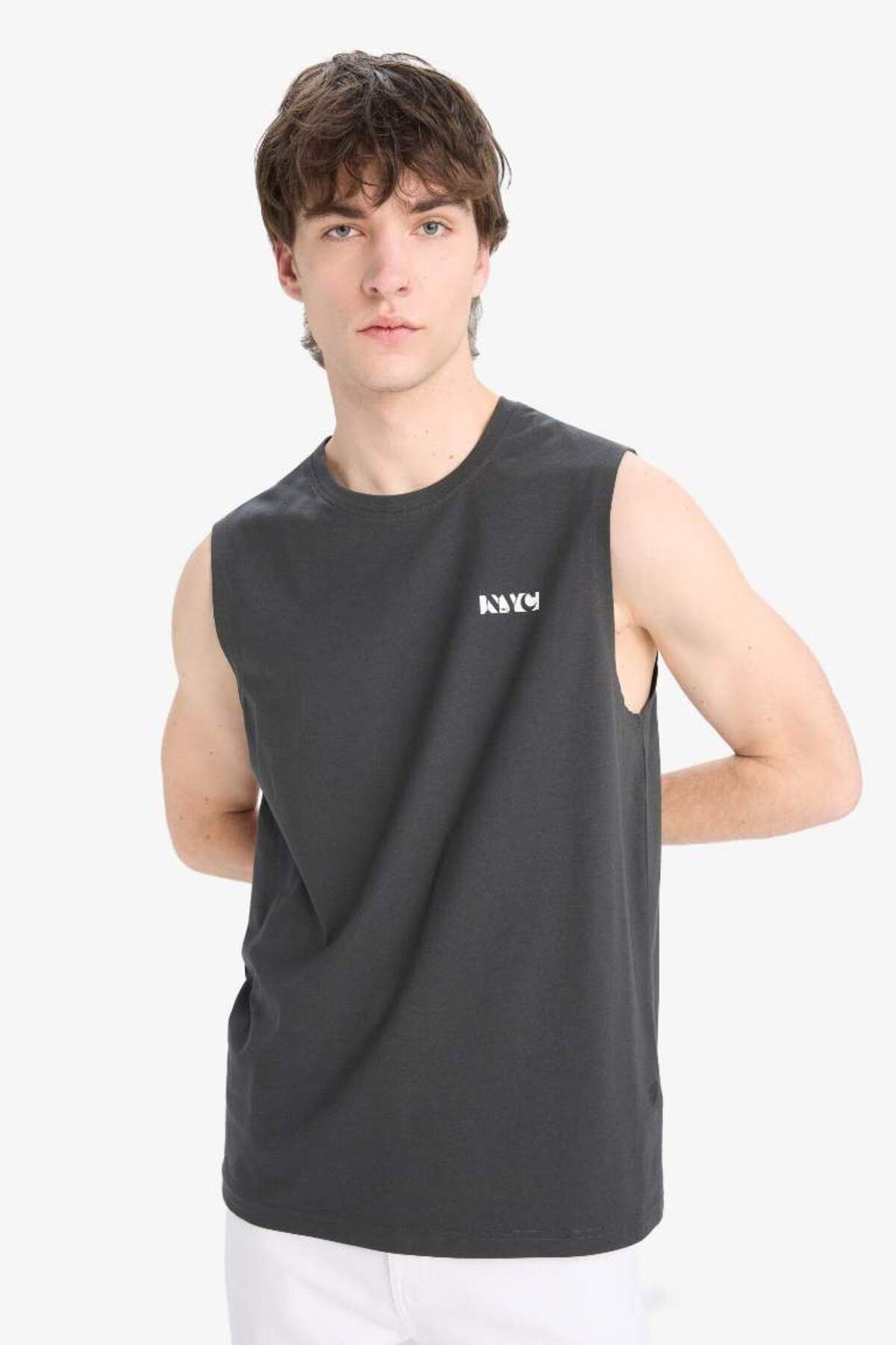 DeFacto Yeni Sezon %100 Pamuk Regular Fit Baskılı Bisiklet Yaka Atlet