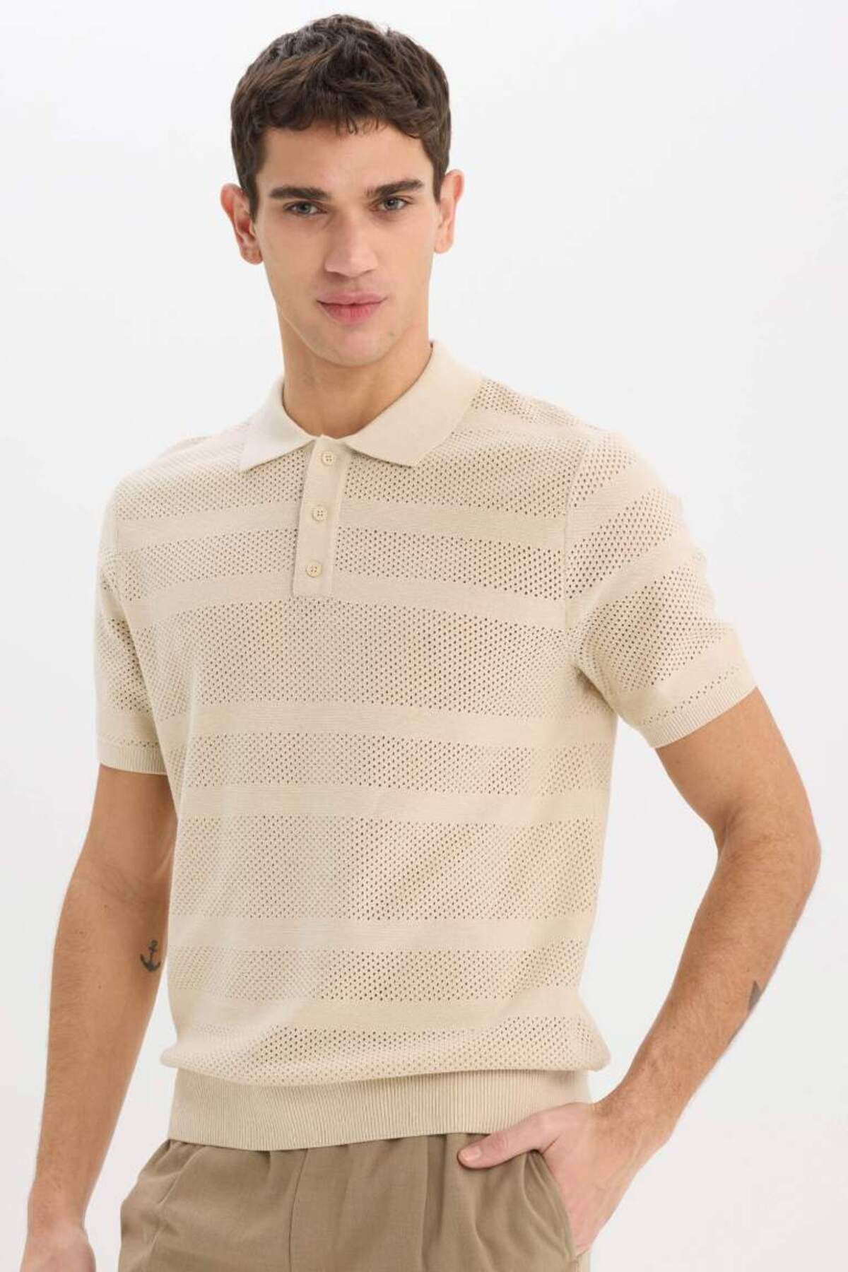 DeFacto Yeni Sezon Standart Fit Polo Yaka Kısa Kollu Triko Polo Tişört