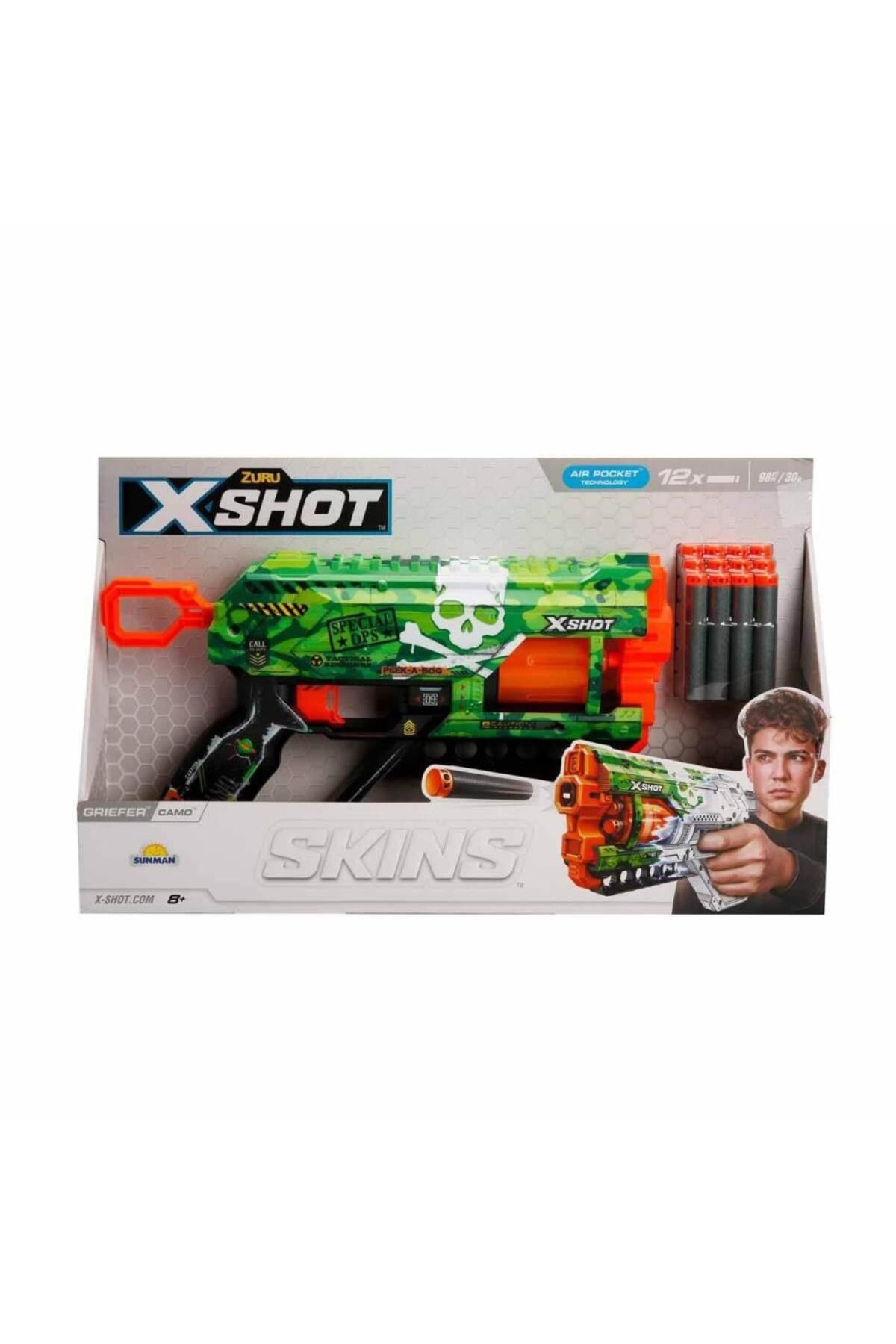 NW NessiWorld 36561 X-Shot Skins Griefer 12 Mermili Sünger Dart Atan Silah 32 cm