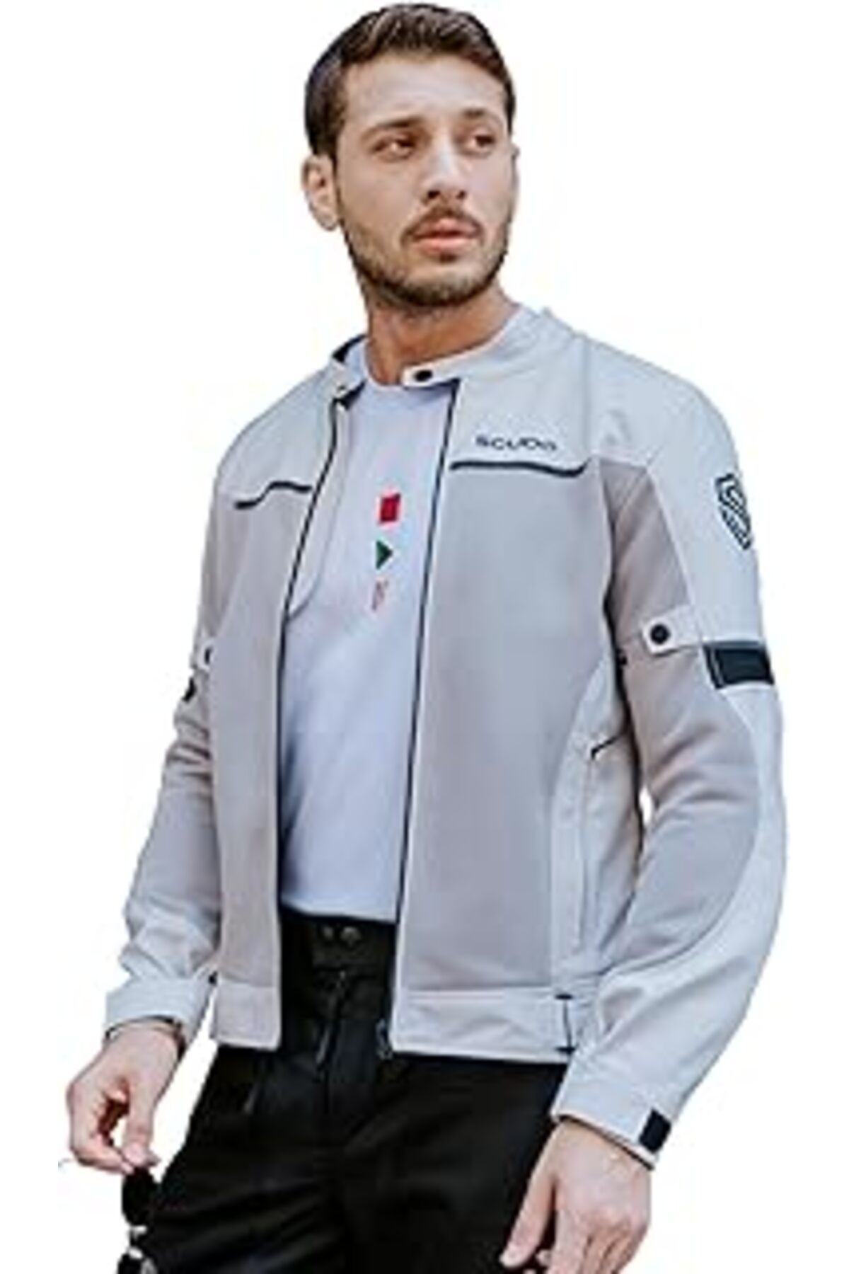 Mu Art Ahşap Scudo Milano Gri Yazlık Fileli Erkek Motosiklet Ceketi