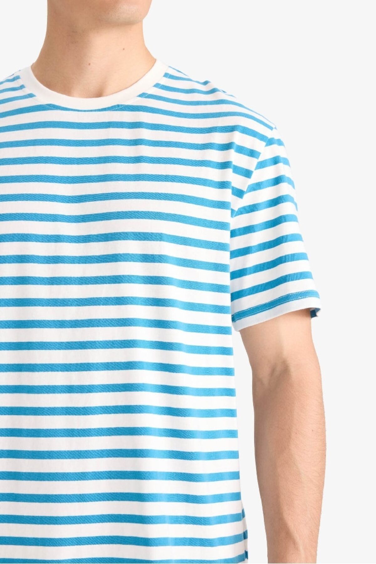 DeFacto-Tricou cu mânecă scurtă din bumbac cu dungi, sezon nou 5