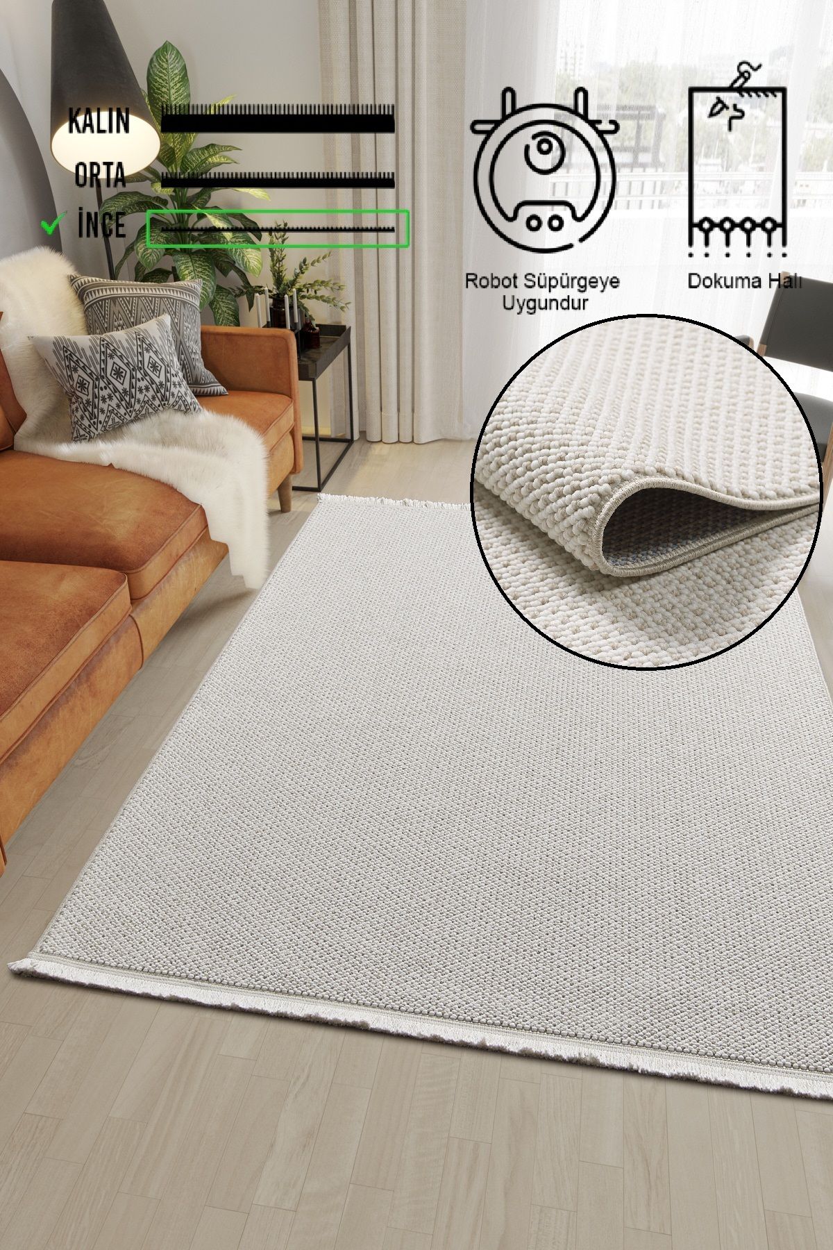 vinosahome Yumuşak Bukleli Krem Halı Salon Mutfak Yolluk Antre Balkon Oturma Çocuk Yatak Odası Halısı Kilim
