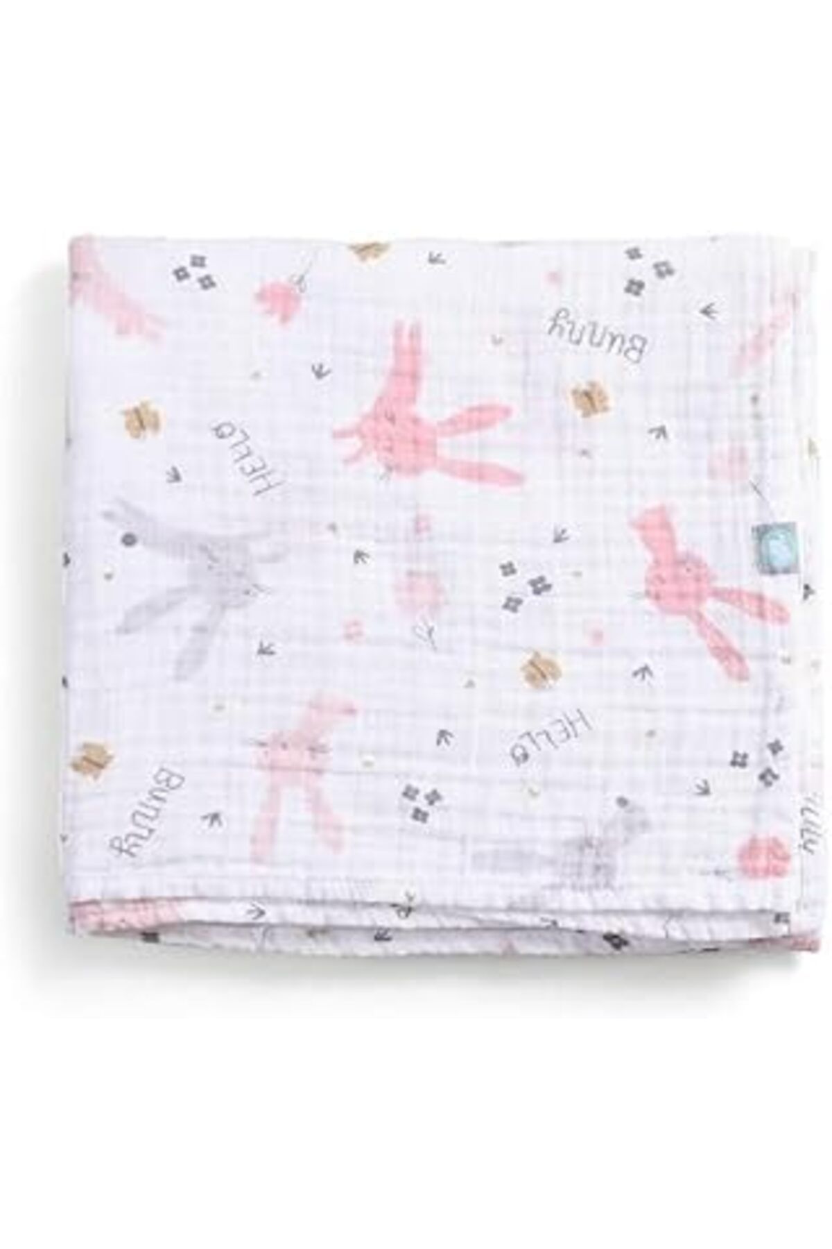 Mu Art Ahşap Funna Baby Battaniye - Rabbit - Pembe - 120 X 120 Cm