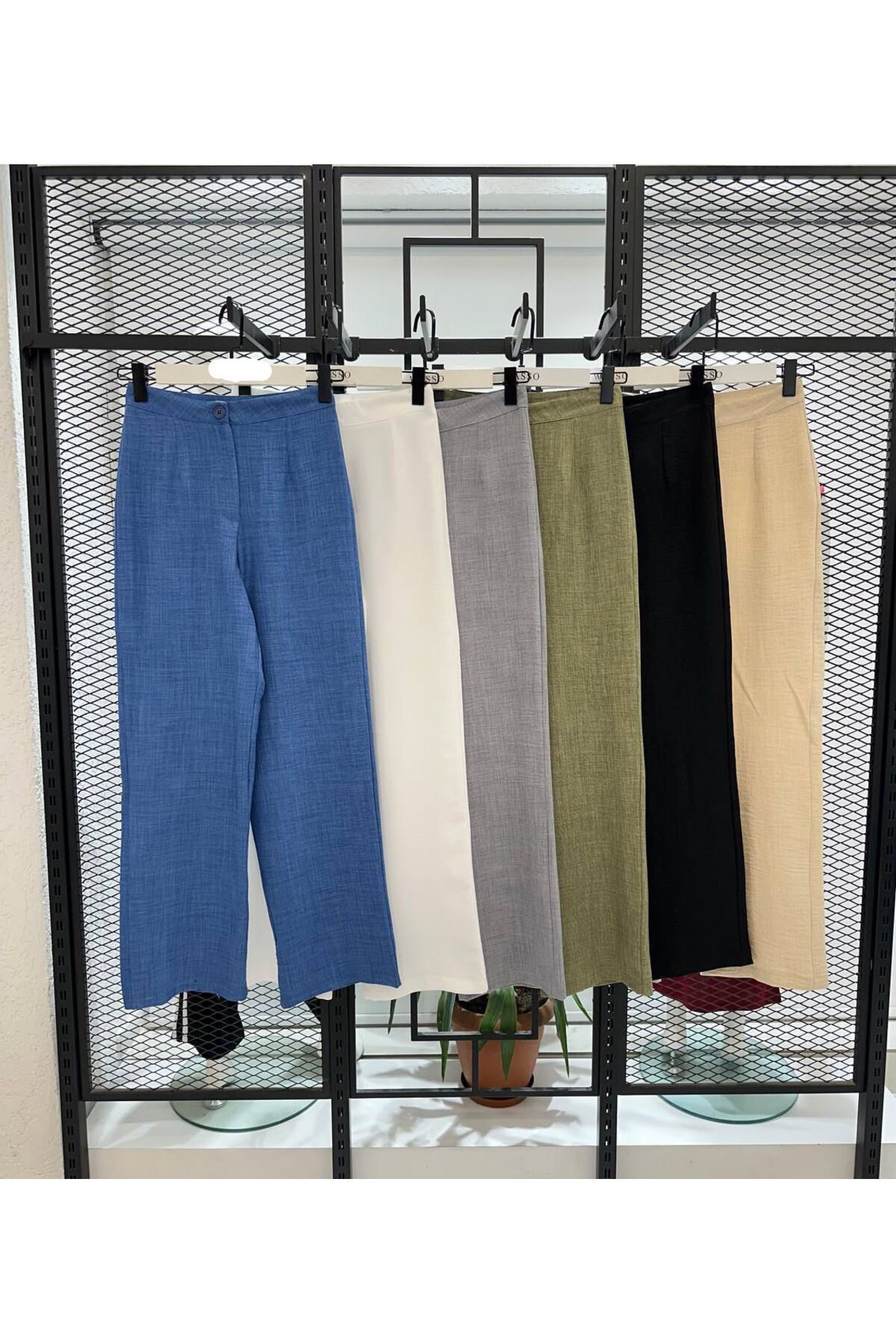 RENK RENK OUTLET 0678 PENSLİ KETEN PANTOLON