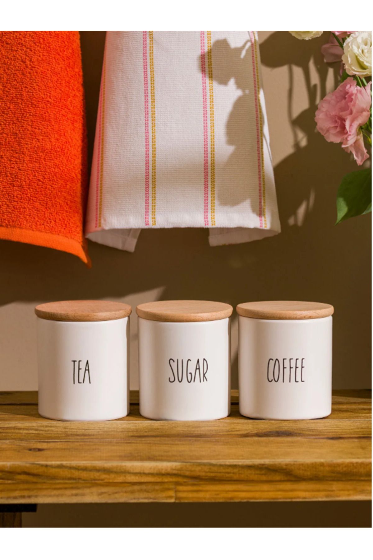 LC Waikiki-Lcw Home Mixed Printed Ceramic Storage Container Set of 3 2