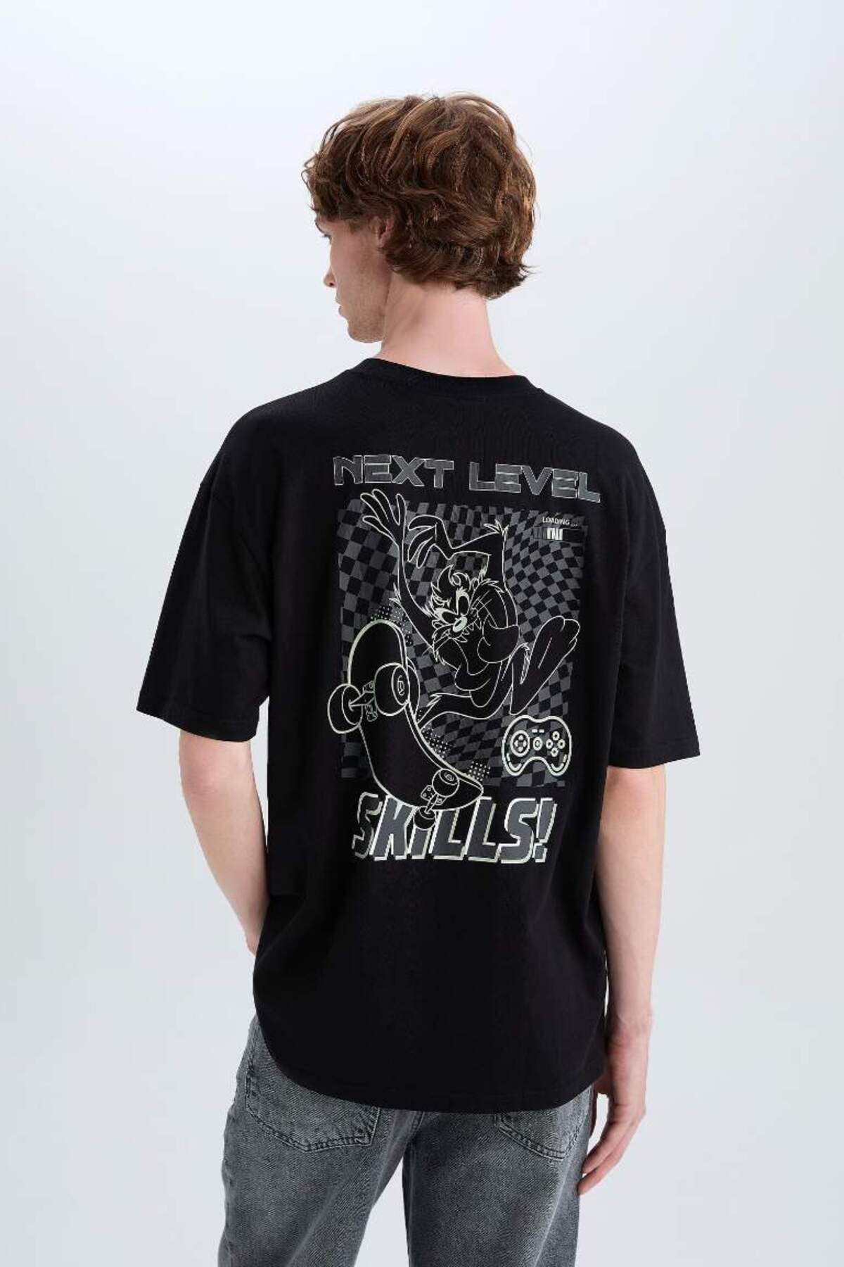 DeFacto Yeni Sezon %100 Pamuk Looney Tunes Boxy Fit Bisiklet Yaka Sırt Baskılı Kısa Kollu
